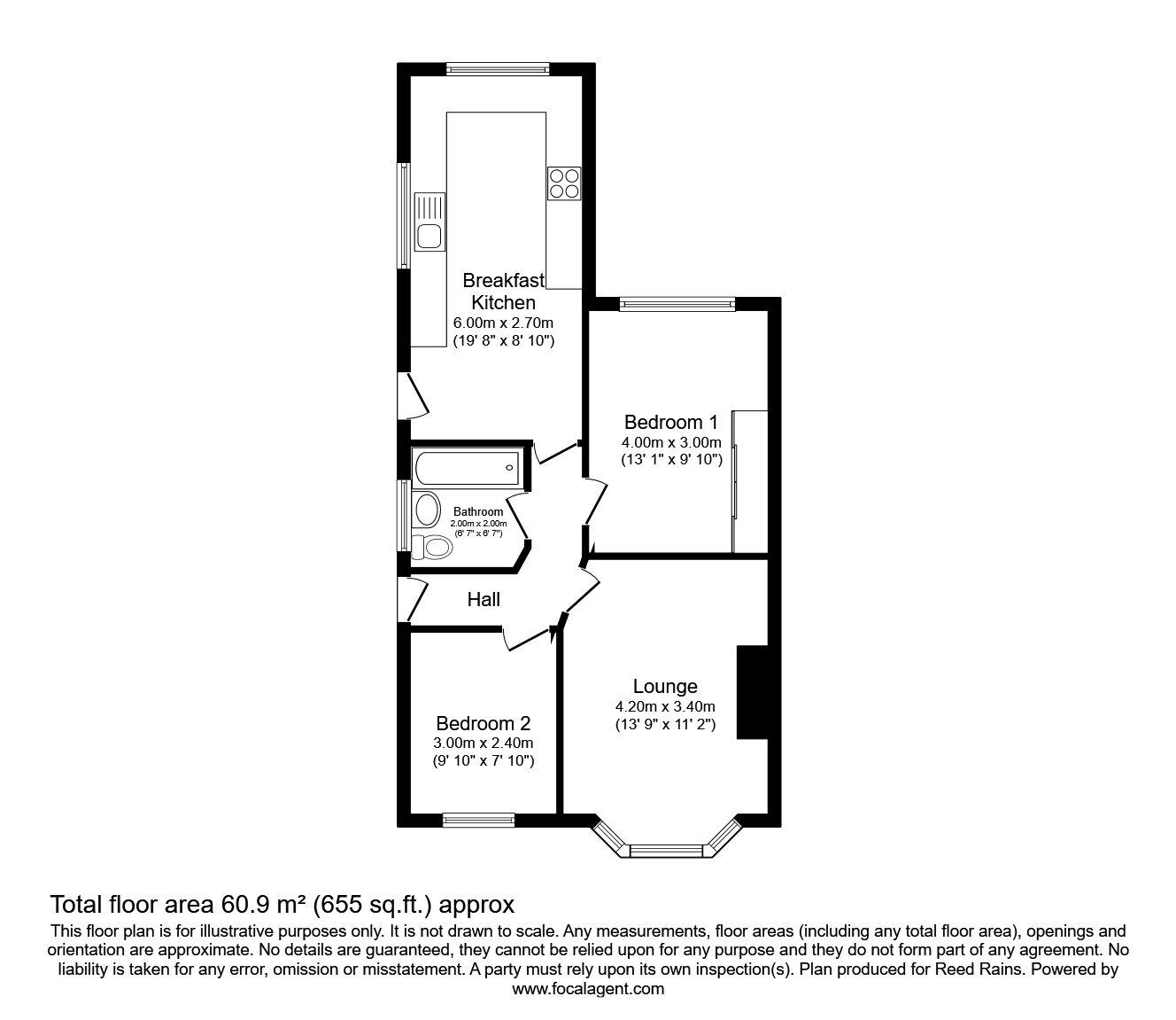 Floorplan of 2 bedroom Semi Detached Bungalow for sale, Danebury Crescent, York, YO26