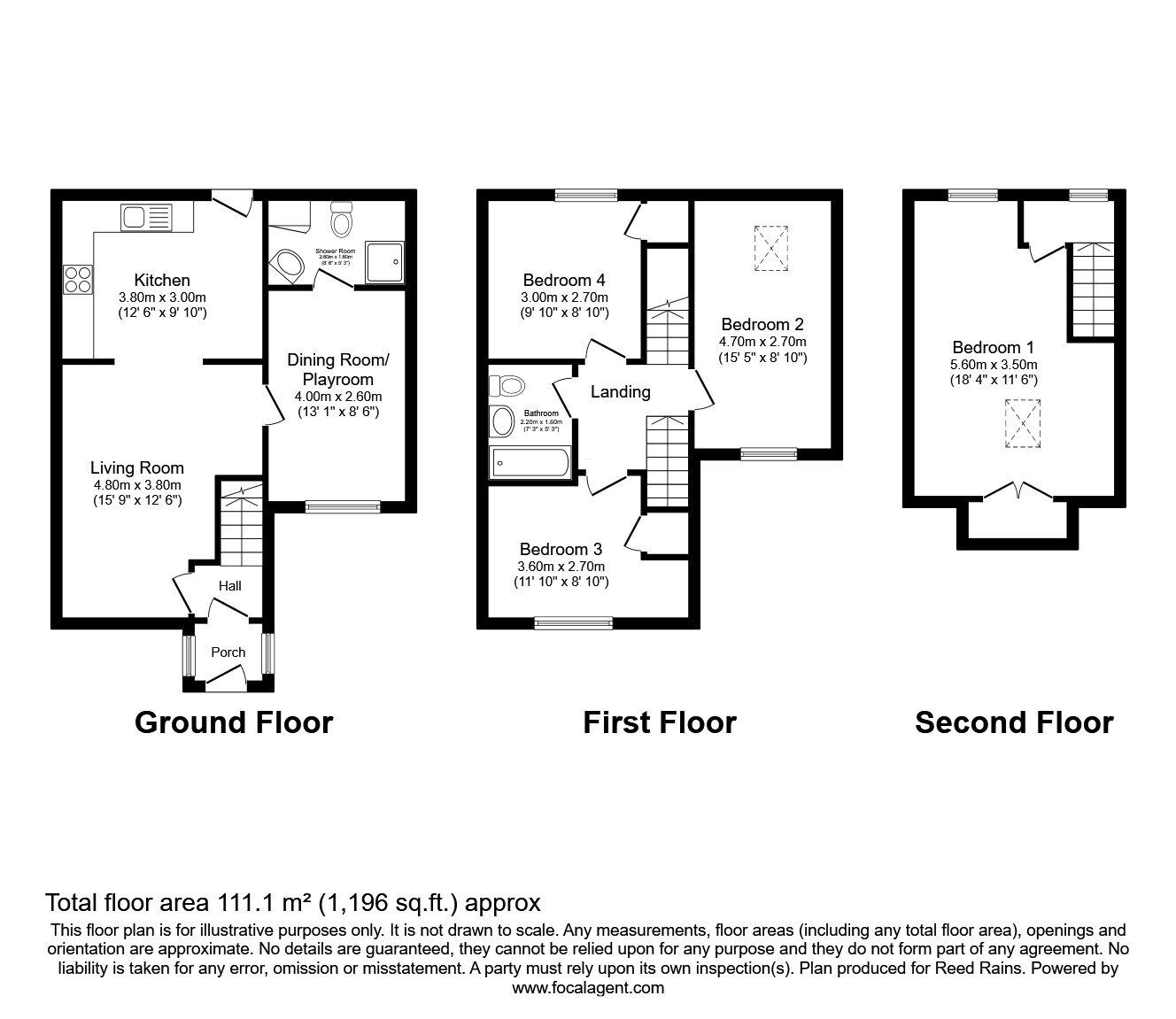 Floorplan of 4 bedroom Mid Terrace House for sale, Sunningdale Close, York, North Yorkshire, YO26