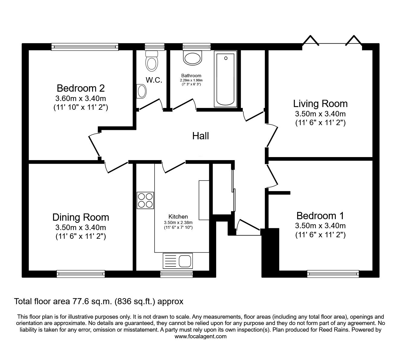 Floorplan of 3 bedroom  Flat for sale, De Mowbray Court, Askham Richard, York, YO23