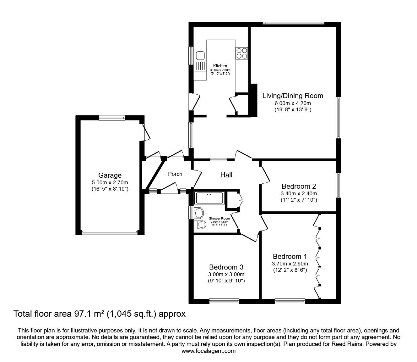 Floorplan of 3 bedroom Detached Bungalow for sale, The Paddock, York, North Yorkshire, YO26