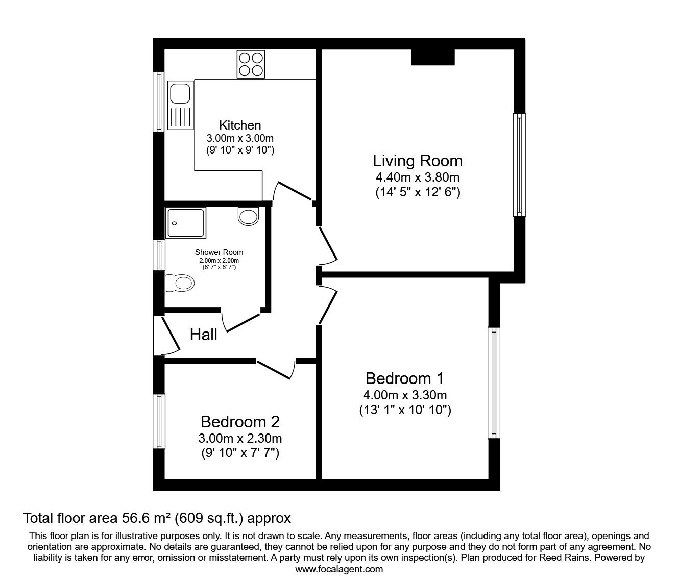 Floorplan of 2 bedroom Mid Terrace Bungalow for sale, West Thorpe, York, North Yorkshire, YO24