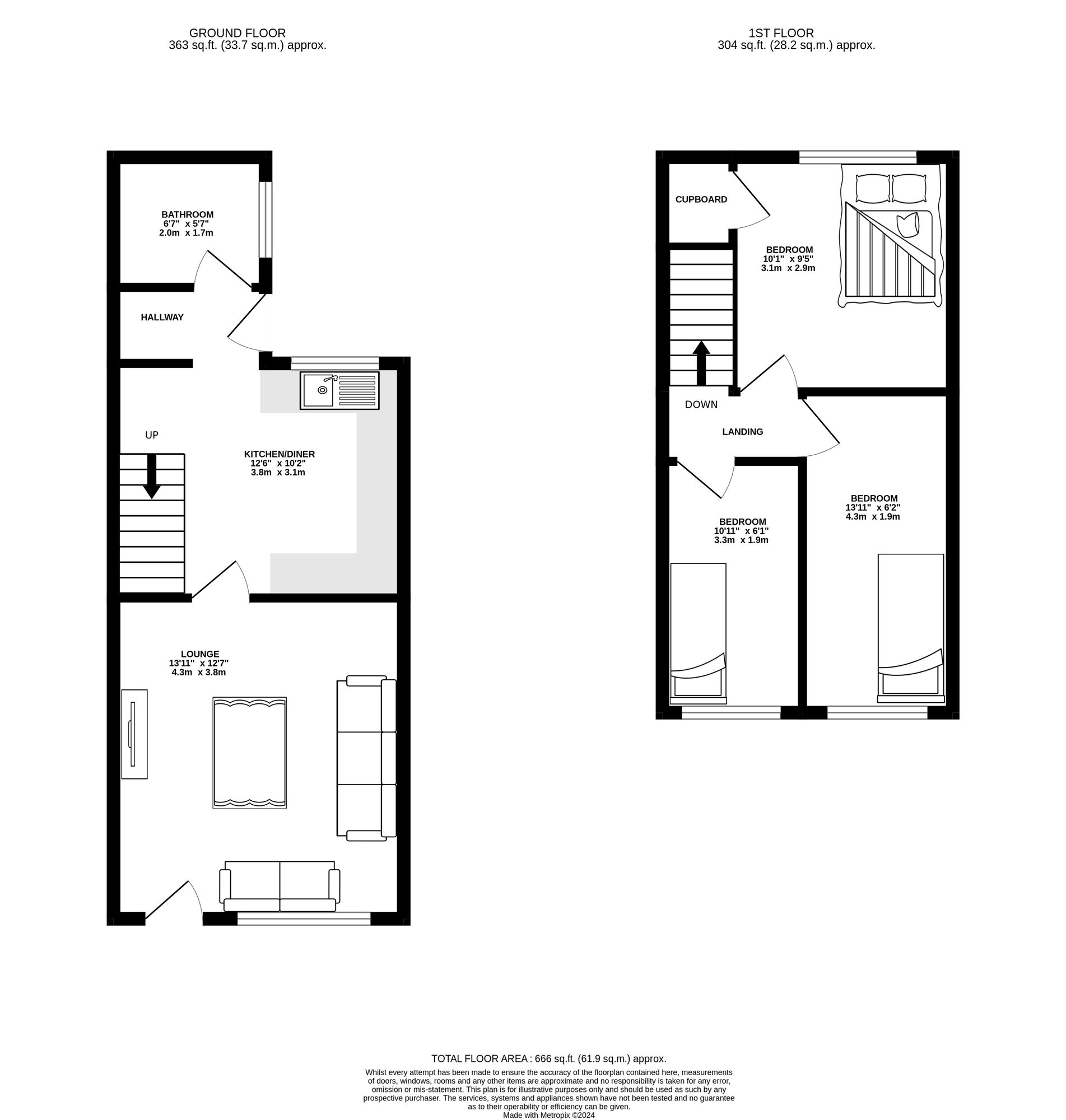 Floorplan of 3 bedroom Mid Terrace House for sale, Ash View, Ashton-under-Lyne, Greater Manchester, OL6