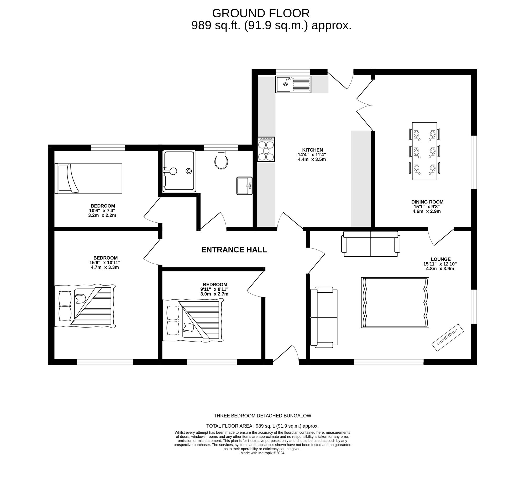 Floorplan of 3 bedroom Detached Bungalow for sale, Ladbrooke Road, Ashton-under-Lyne, Greater Manchester, OL6