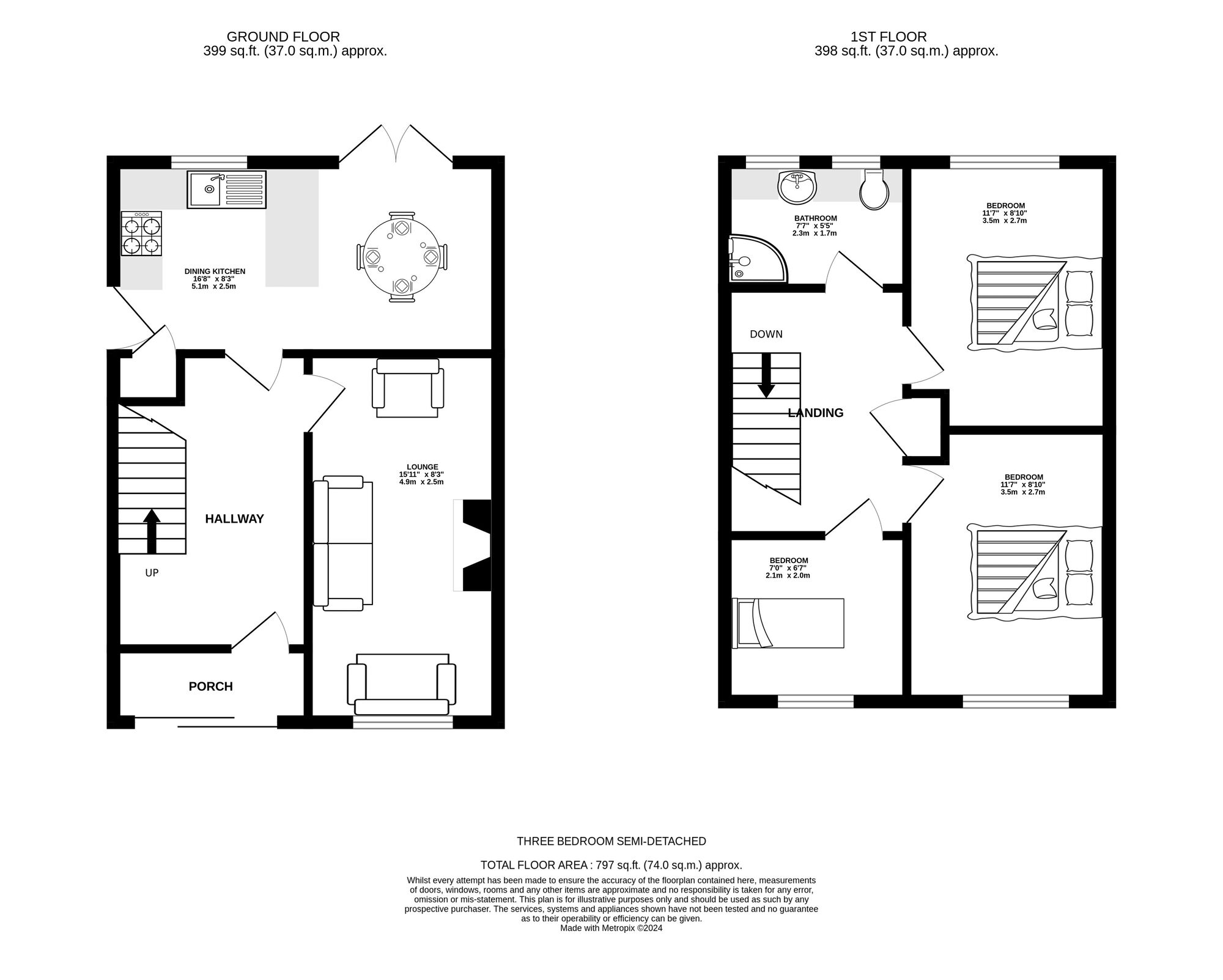 Floorplan of 3 bedroom Semi Detached House for sale, Whernside Avenue, Ashton-under-Lyne, Greater Manchester, OL6