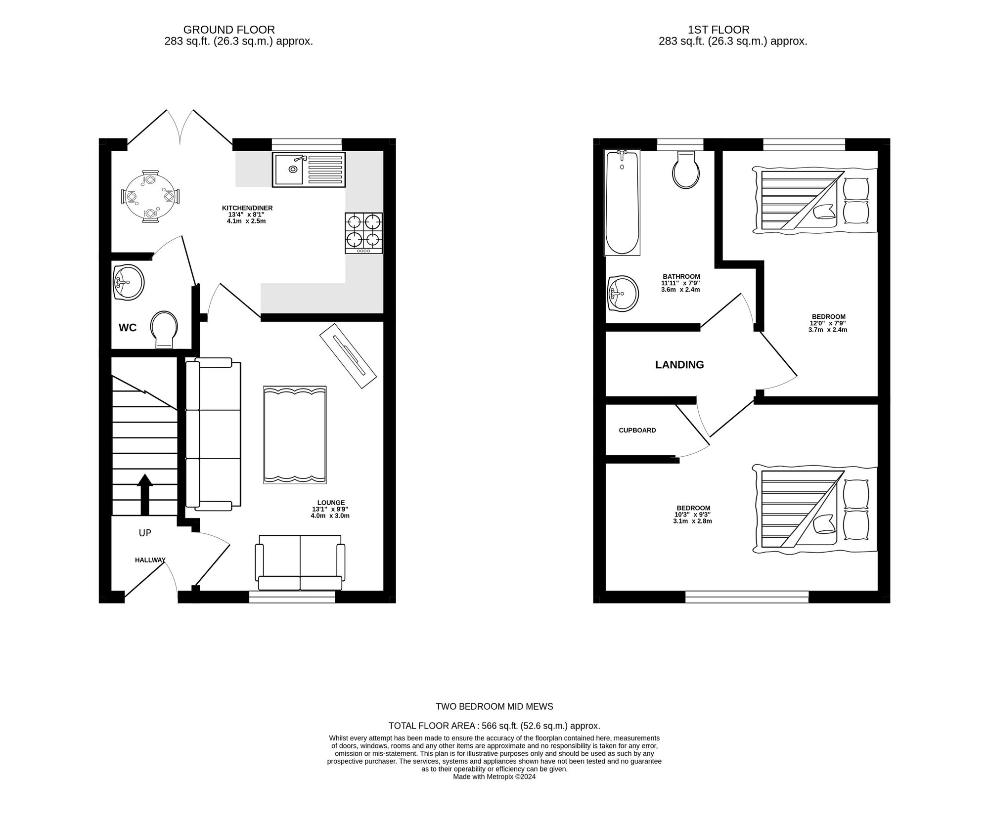 Floorplan of 2 bedroom Mid Terrace House for sale, Lower Carrs, Ashton-under-Lyne, Greater Manchester, OL6