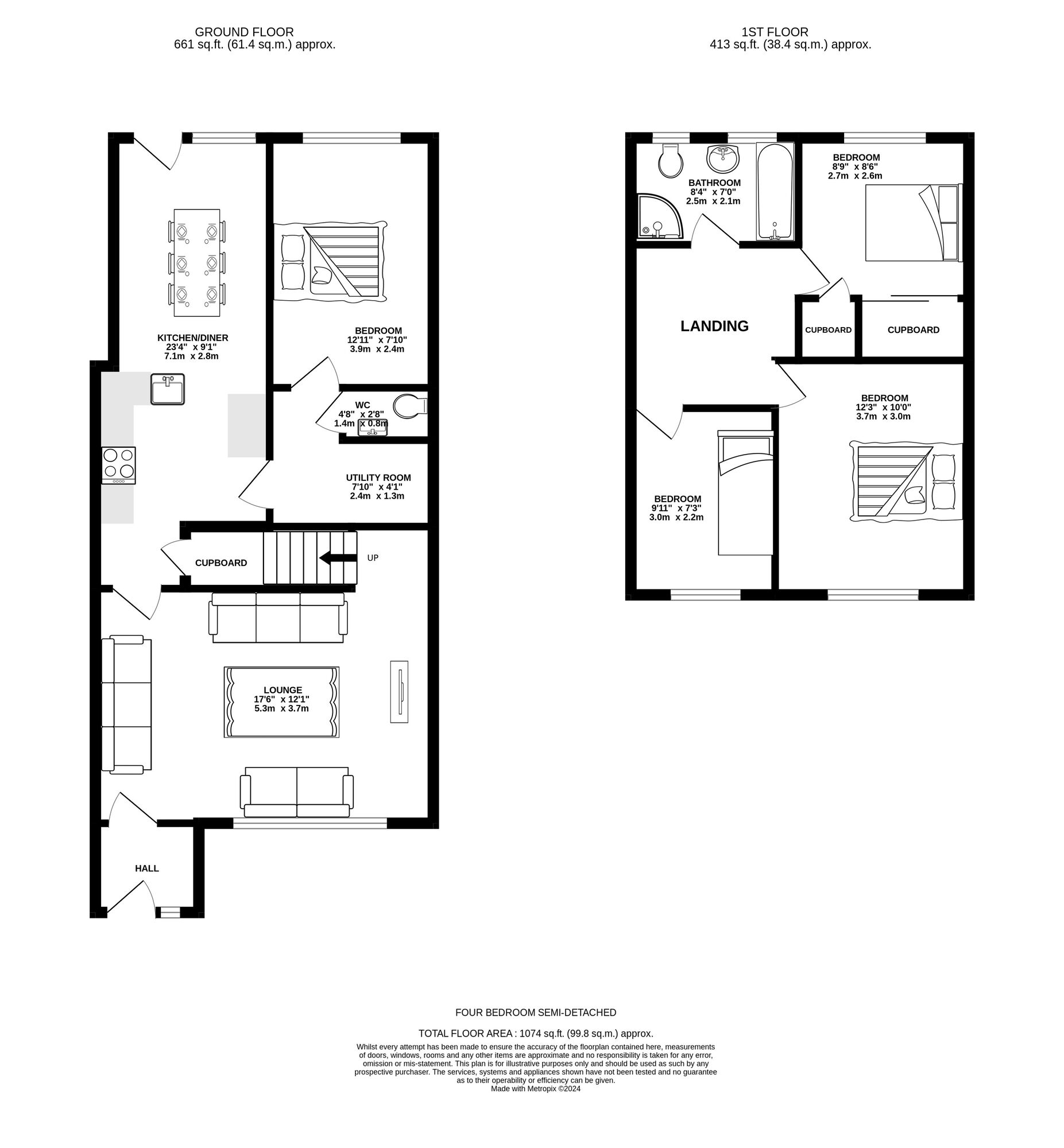 Floorplan of 4 bedroom Semi Detached House for sale, Kidderminster Way, Chadderton, Greater Manchester, OL9