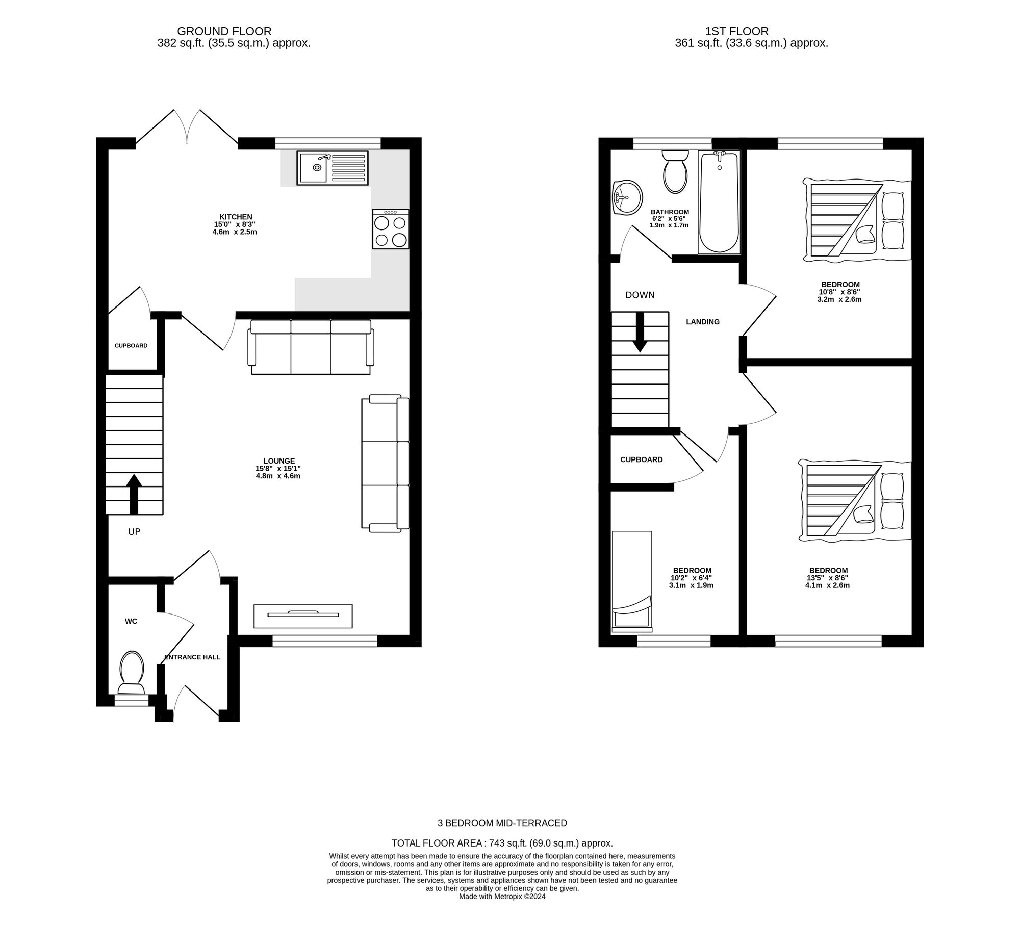 Floorplan of 3 bedroom Mid Terrace House for sale, Three Counties Road, Mossley, Greater Manchester, OL5