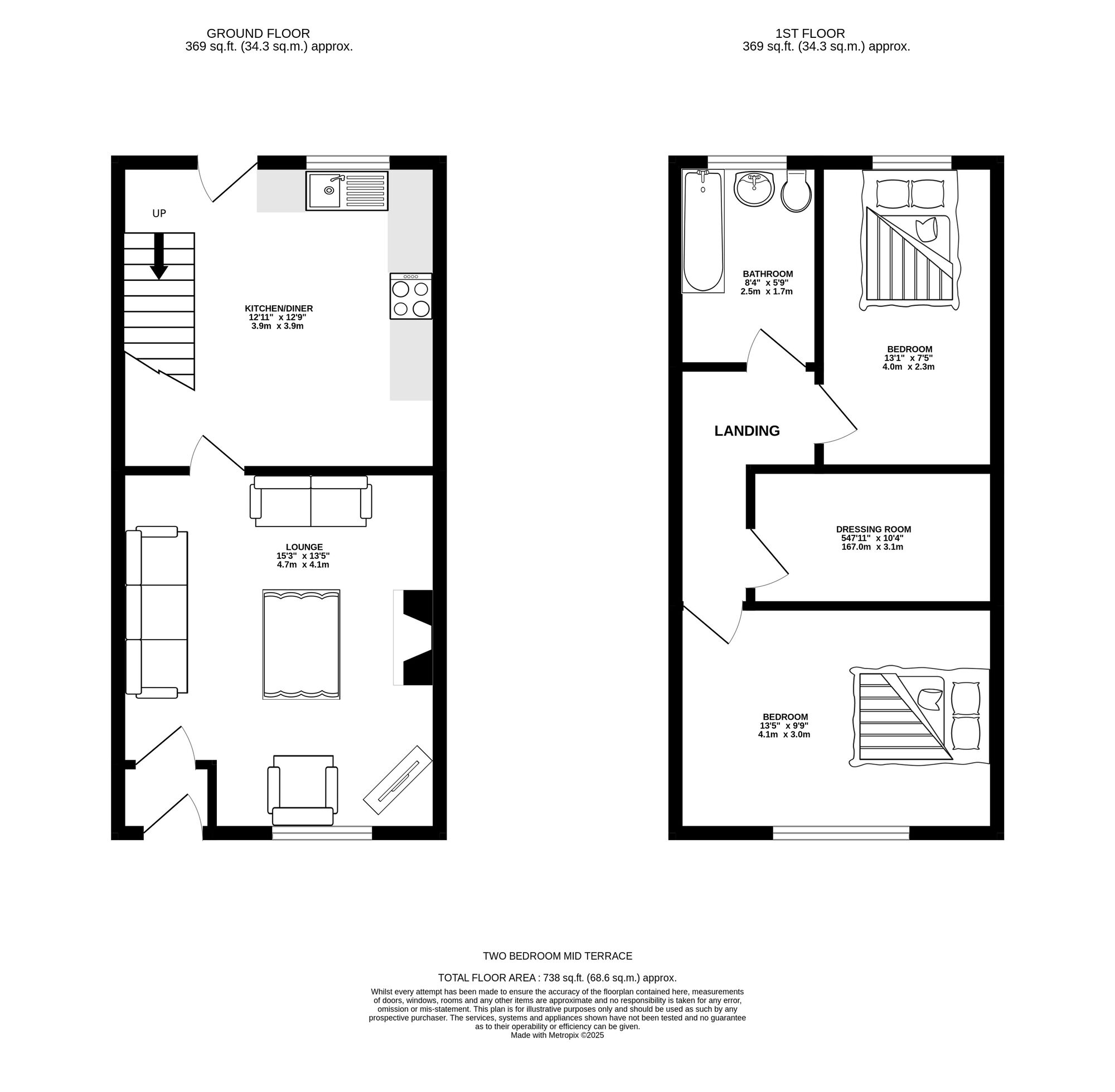 Floorplan of 2 bedroom Mid Terrace House for sale, Kings Road, Ashton-under-Lyne, Greater Manchester, OL6