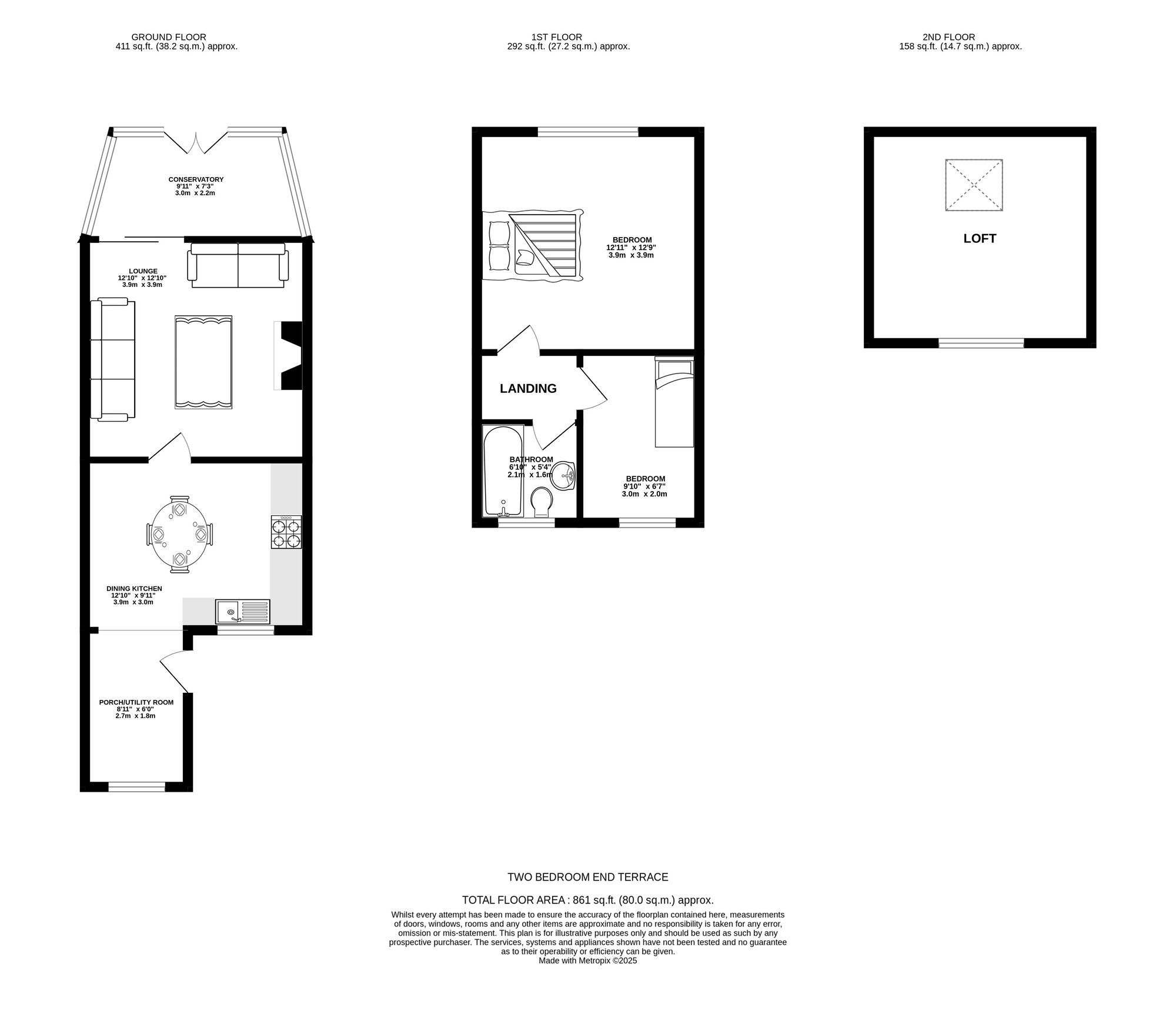 Floorplan of 2 bedroom End Terrace House for sale, Thornfield Terrace, Ashton-under-Lyne, Greater Manchester, OL6