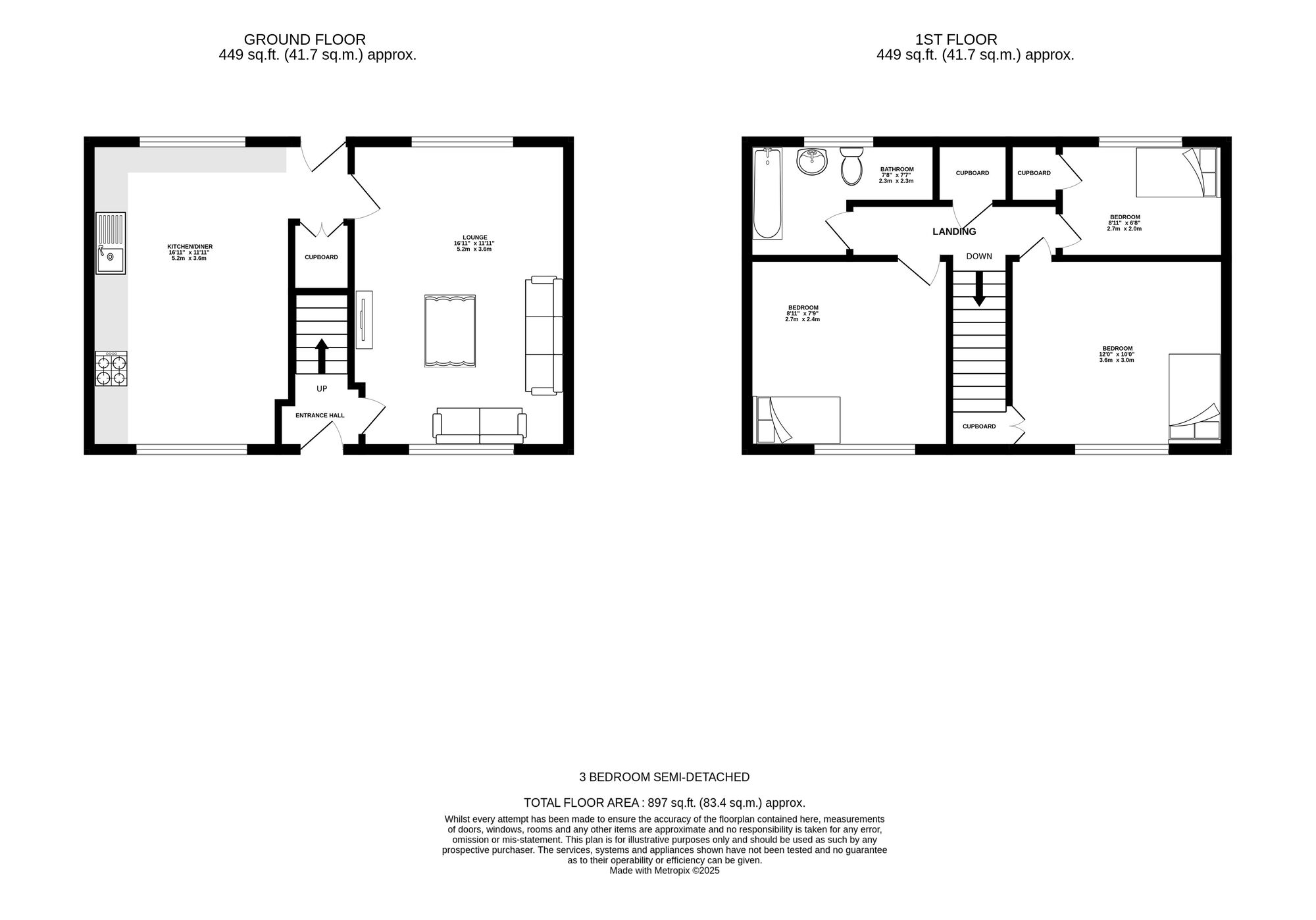 Floorplan of 3 bedroom Semi Detached House to rent, Springs Lane, Stalybridge, Greater Manchester, SK15