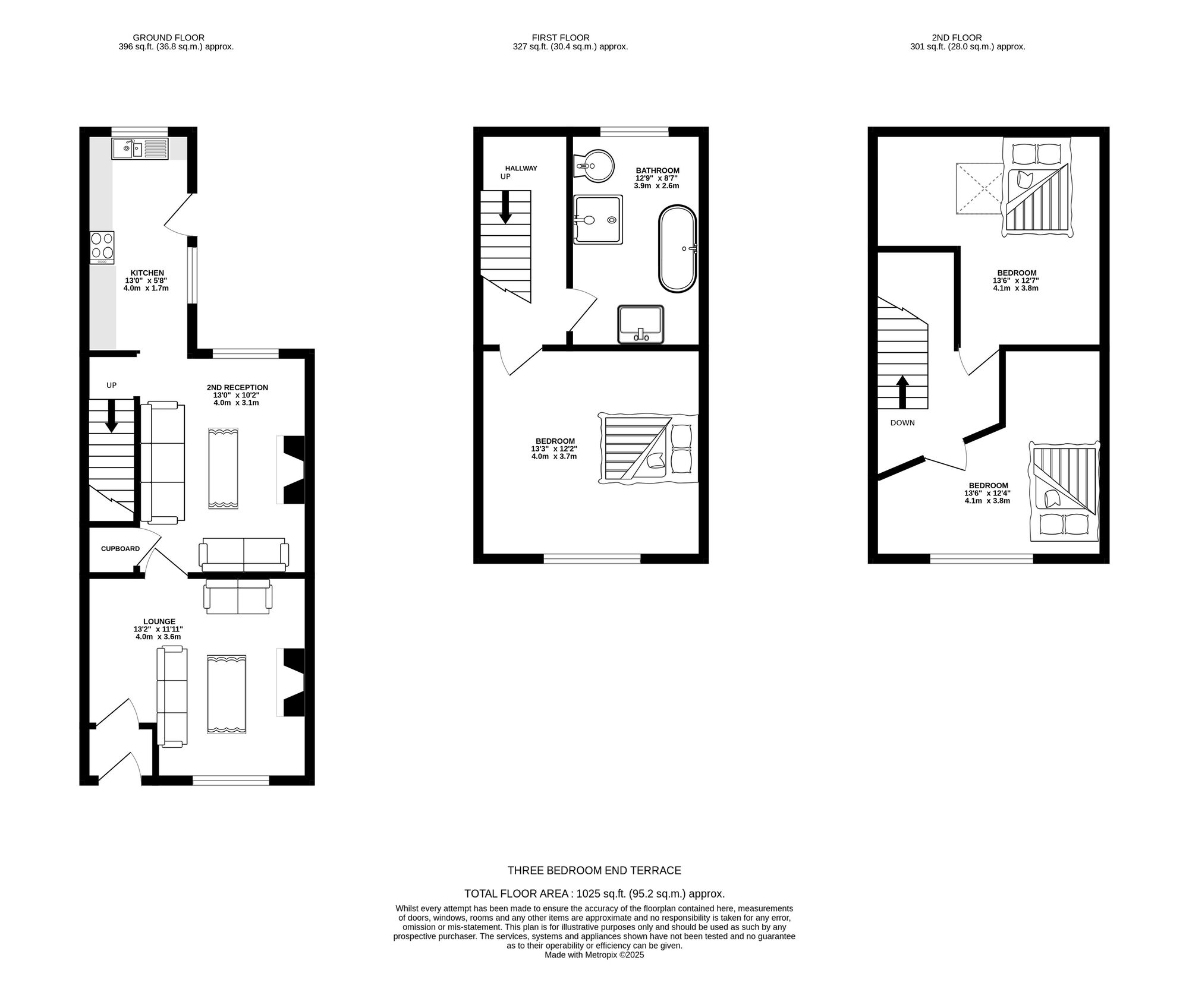 Floorplan of 3 bedroom End Terrace House for sale, Kings Road, Ashton-under-Lyne, Greater Manchester, OL6