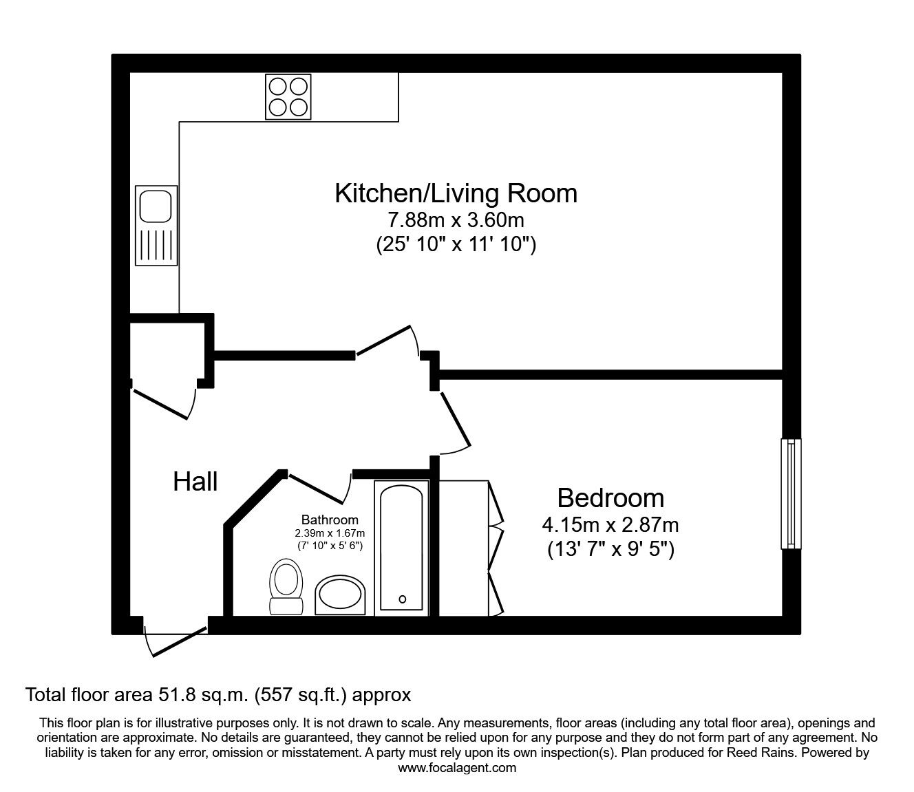 Floorplan of 1 bedroom  Flat to rent, School Lane, Bamber Bridge, Preston, PR5