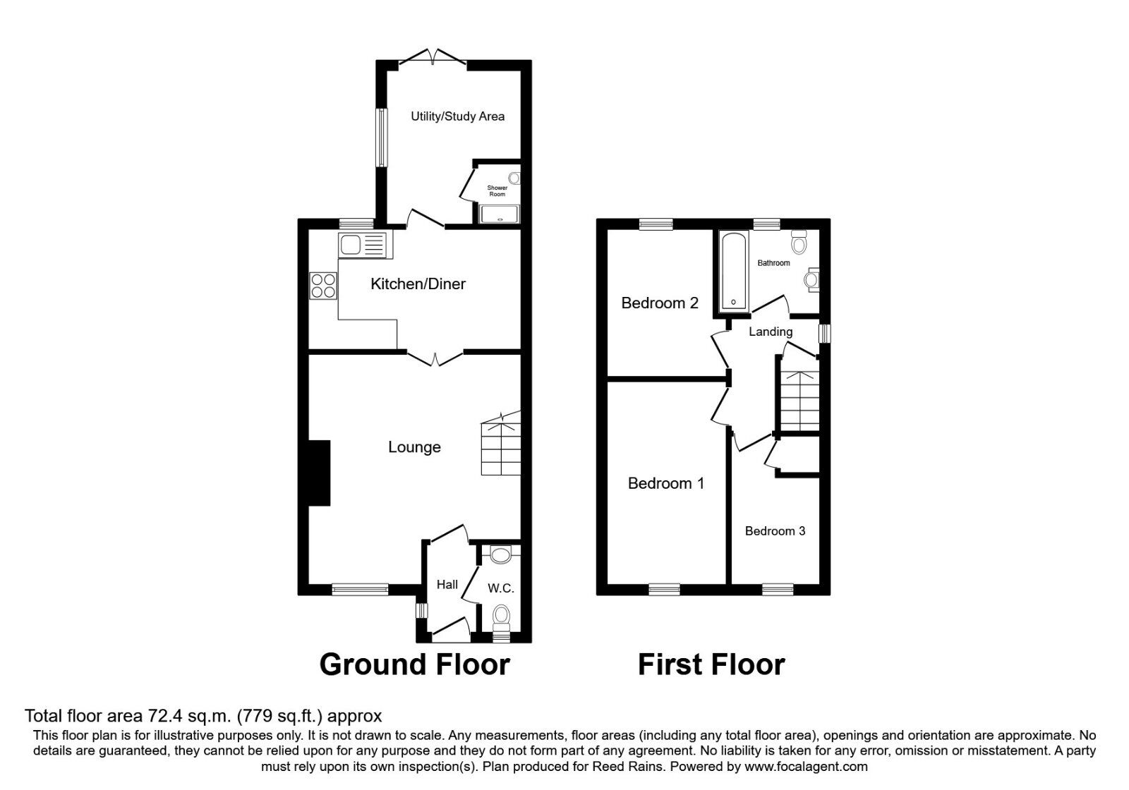 Floorplan of 3 bedroom Semi Detached House to rent, Somersby Close, Walton-le-Dale, Preston, PR5