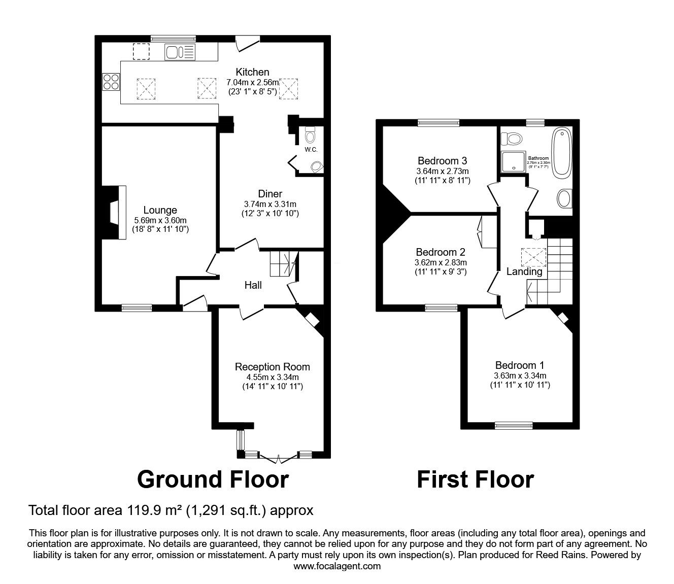 Floorplan of 3 bedroom Mid Terrace Property for sale, Fairview, Roach Road, Preston, PR5