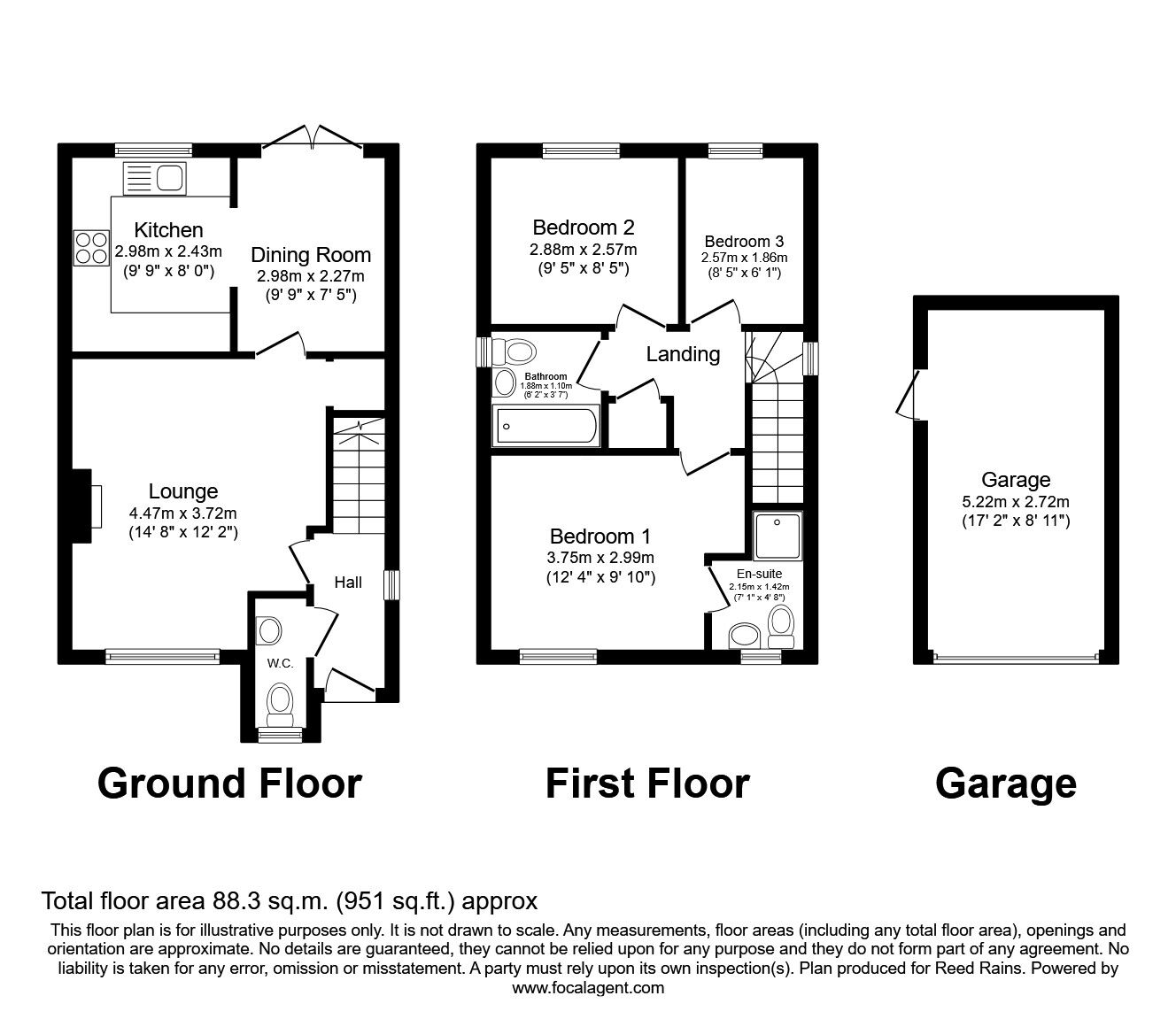 Floorplan of 3 bedroom Detached House for sale, Kingfisher Way, Bamber Bridge, Lancashire, PR5