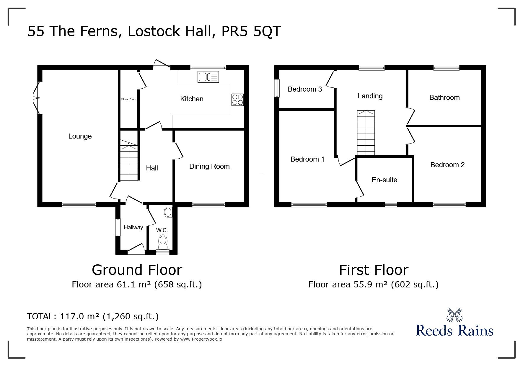 Floorplan of 3 bedroom Detached House for sale, The Ferns, Lostock Hall, Lancashire, PR5