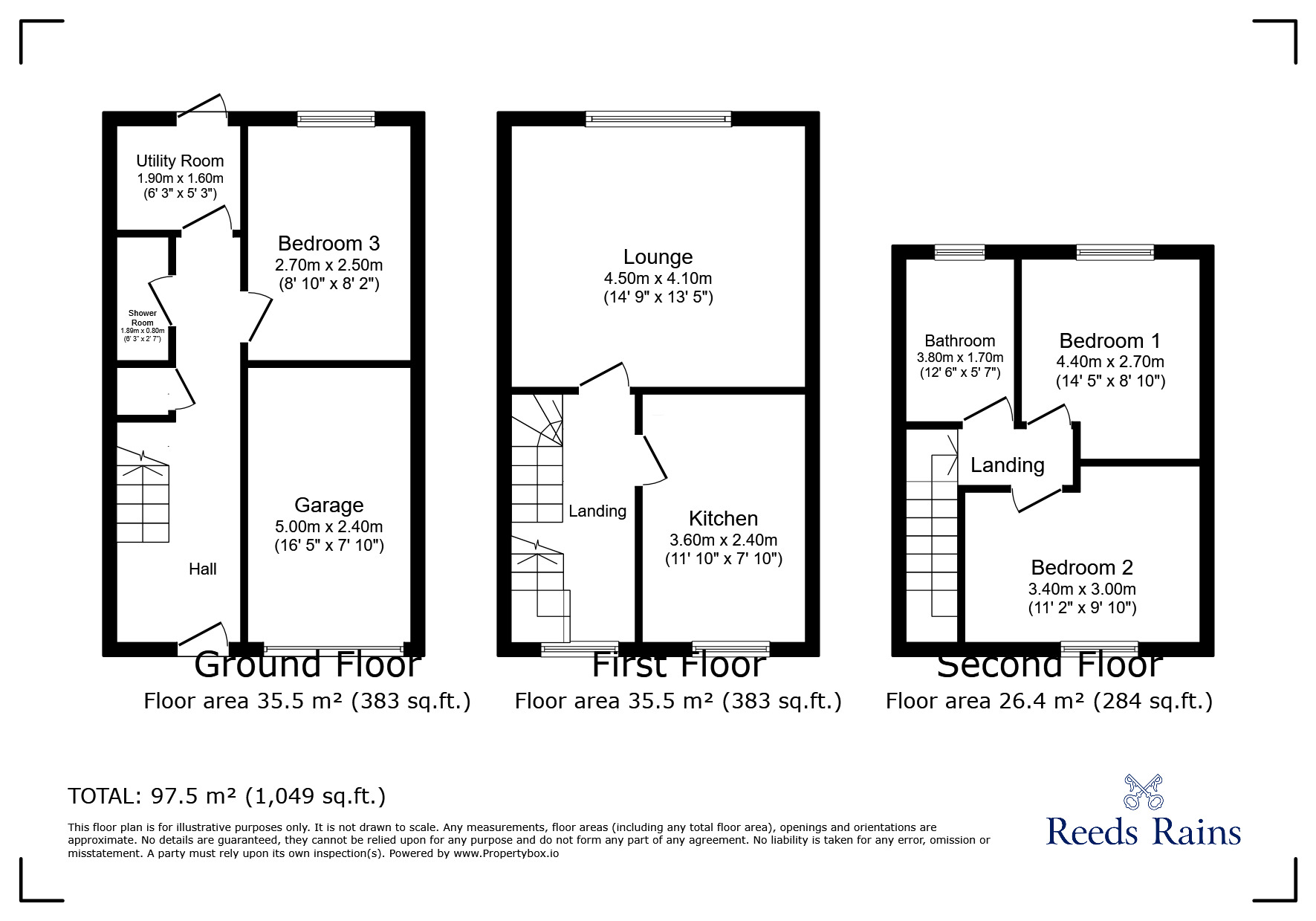 Floorplan of 3 bedroom Mid Terrace House for sale, Welbeck Crescent, Bamber Bridge, Lancashire, PR5