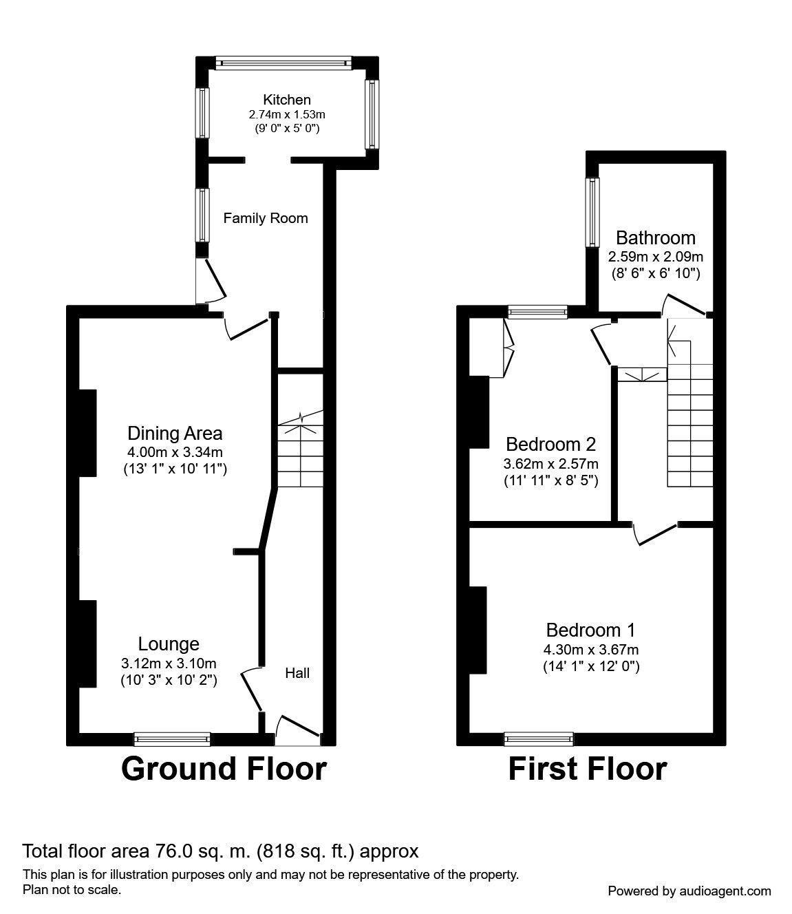 Floorplan of 2 bedroom End Terrace House to rent, Church Street, Higher Walton, Lancashire, PR5