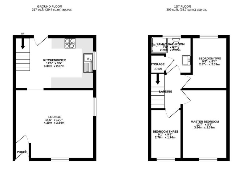 Floorplan of 3 bedroom End Terrace House to rent, School Lane, Bamber Bridge, Lancashire, PR5