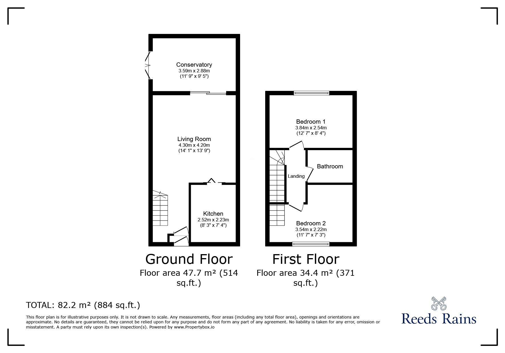 Floorplan of 2 bedroom Semi Detached House for sale, Carr Meadow, Bamber Bridge, Lancashire, PR5