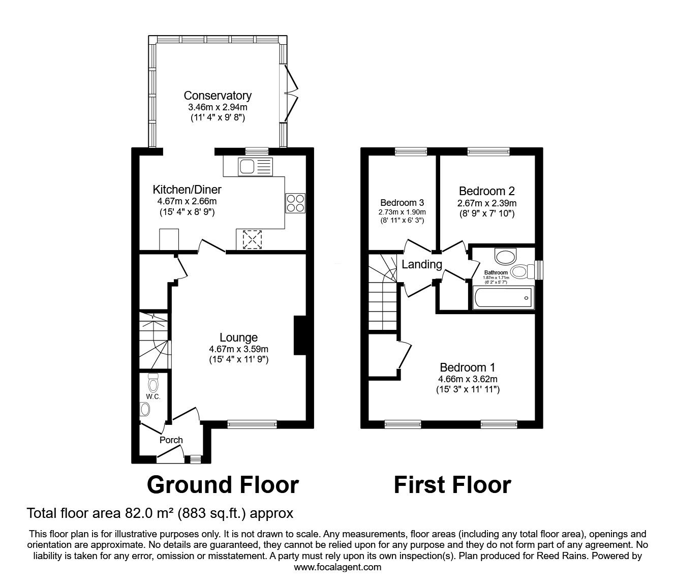 Floorplan of 3 bedroom Semi Detached House for sale, Ilway, Walton-le-Dale, Lancashire, PR5