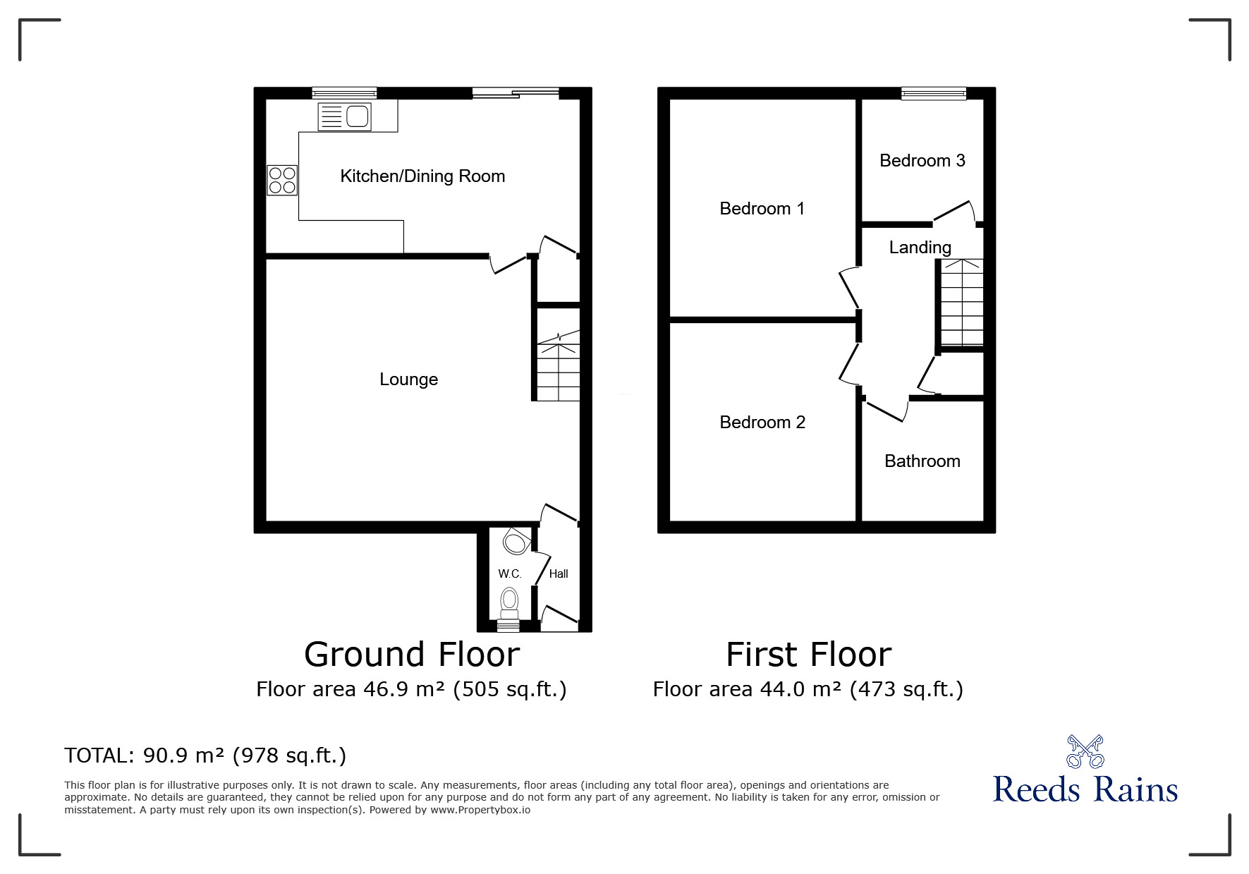 Floorplan of 3 bedroom Semi Detached House for sale, Brindle Court, Bamber Bridge, Preston, PR5