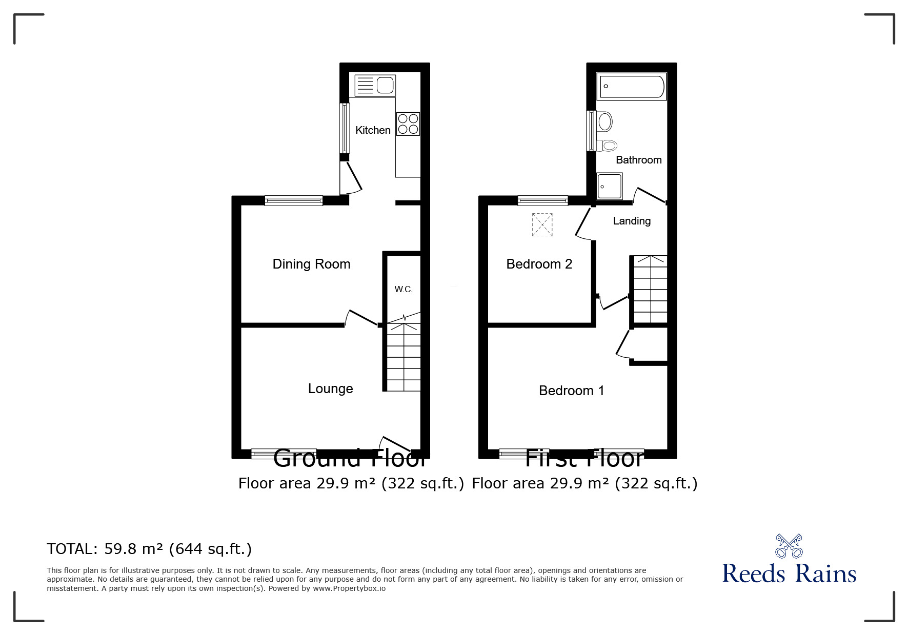 Floorplan of 2 bedroom Mid Terrace House for sale, Moon Street, Bamber Bridge, Lancashire, PR5