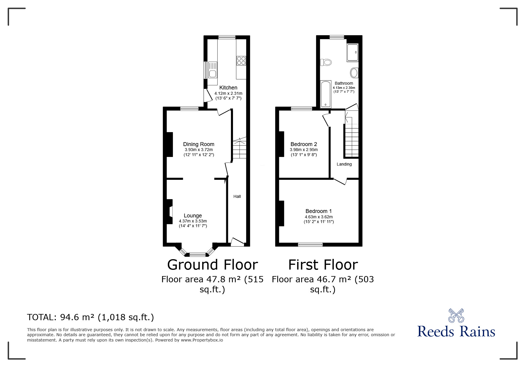 Floorplan of 2 bedroom Mid Terrace House for sale, St. Marys Road, Bamber Bridge, Lancashire, PR5