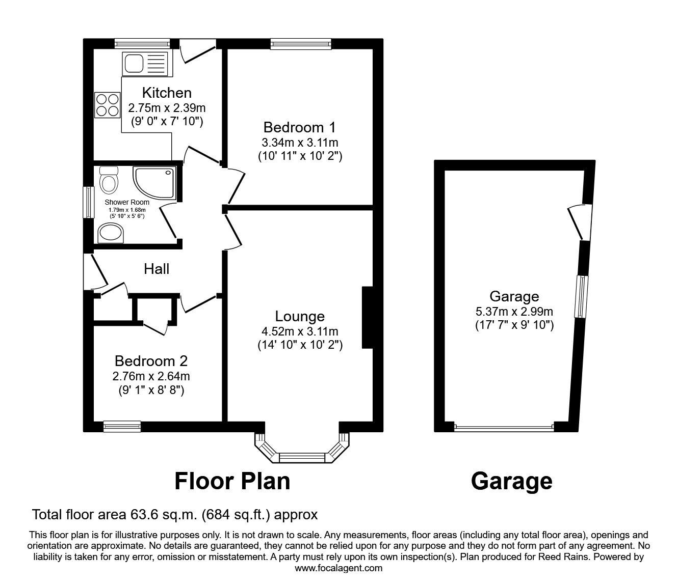 Floorplan of 2 bedroom Detached Bungalow for sale, Grange Drive, Hoghton, Lancashire, PR5