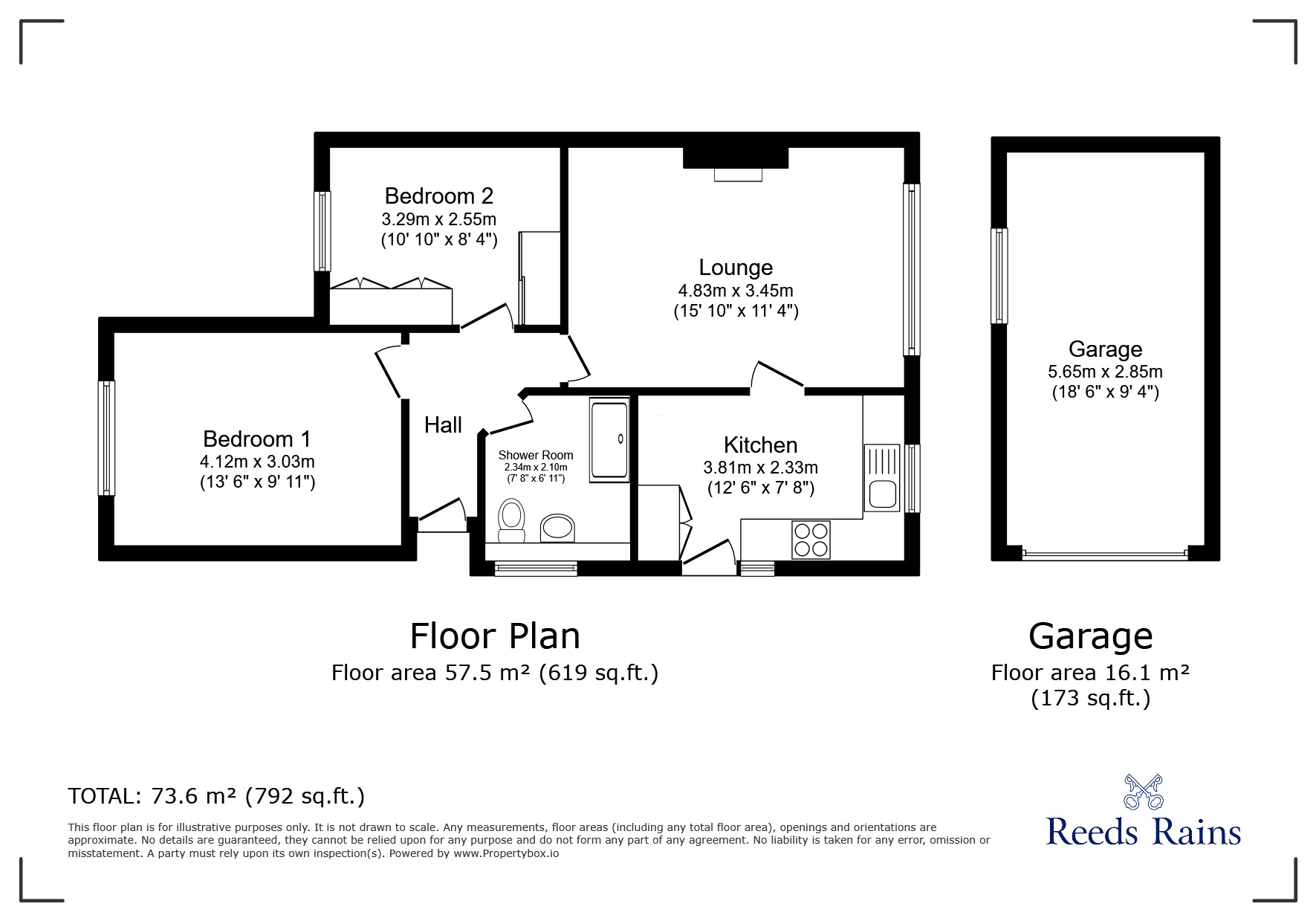 Floorplan of 2 bedroom Semi Detached Bungalow for sale, Renshaw Drive, Walton-le-Dale, Lancashire, PR5