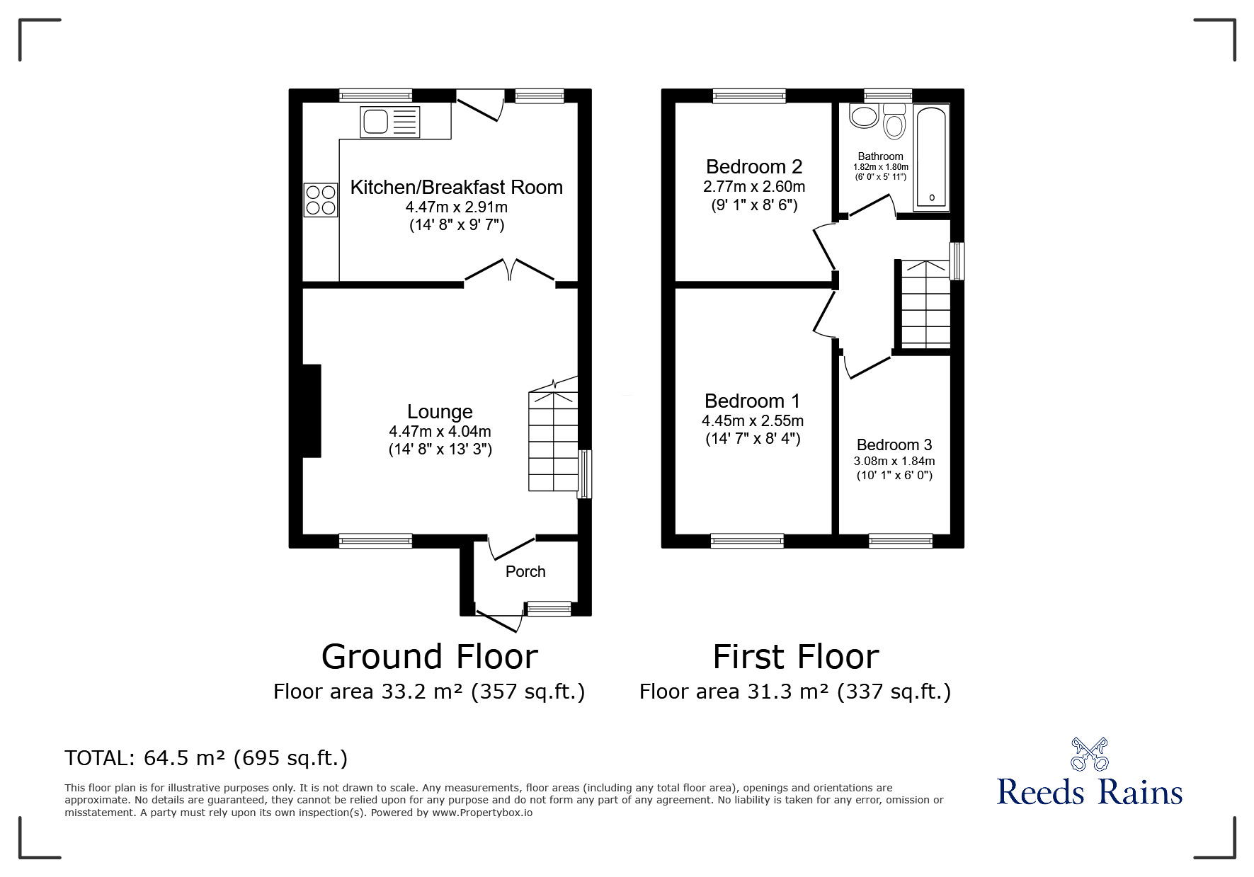 Floorplan of 3 bedroom Semi Detached House for sale, Langden Crescent, Bamber Bridge, Lancashire, PR5