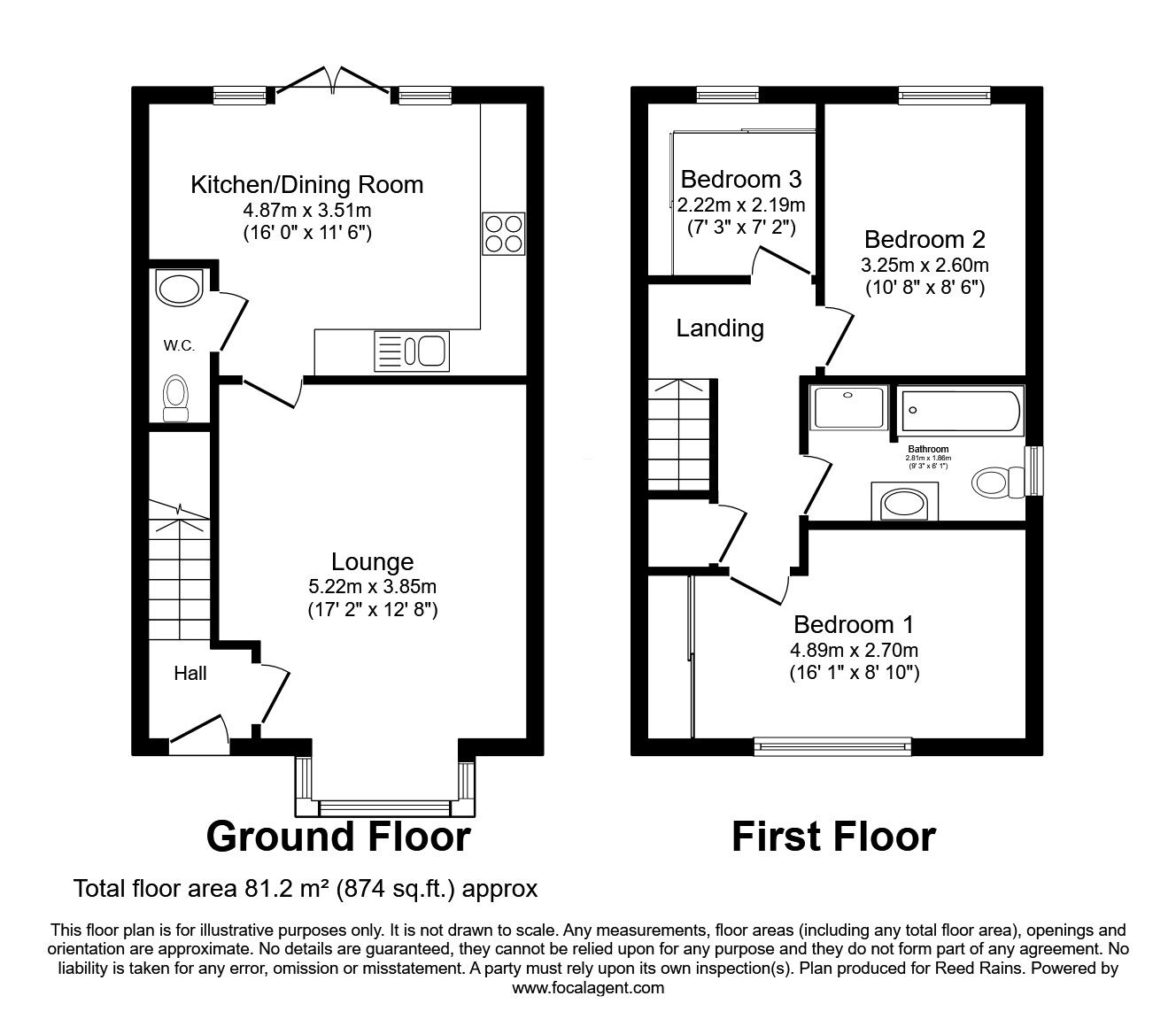 Floorplan of 3 bedroom Semi Detached House for sale, Loom Crescent, Bamber Bridge, Lancashire, PR5