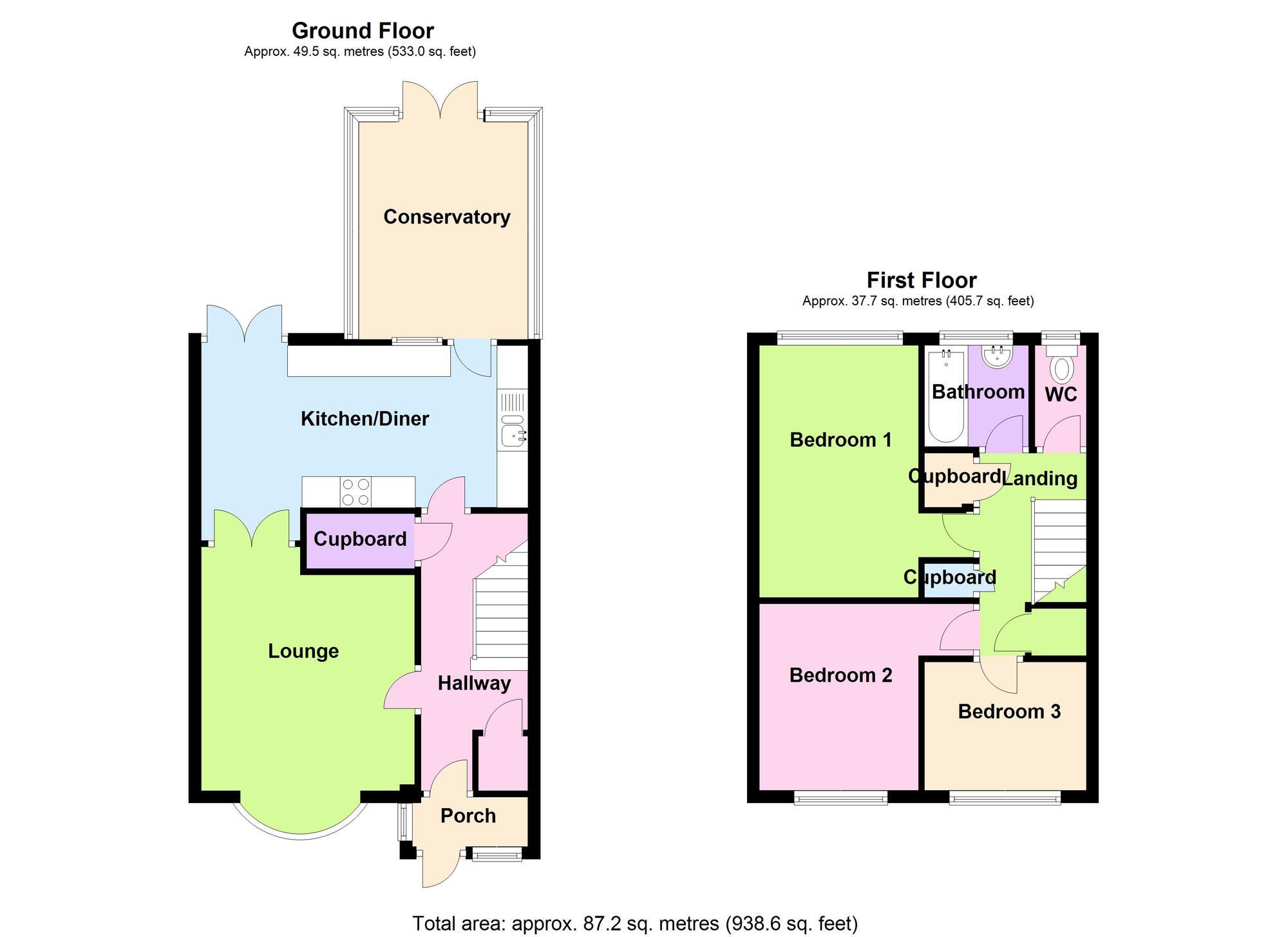 Floorplan of 3 bedroom Semi Detached House for sale, Rectory Close, Exhall, Warwickshire, CV7