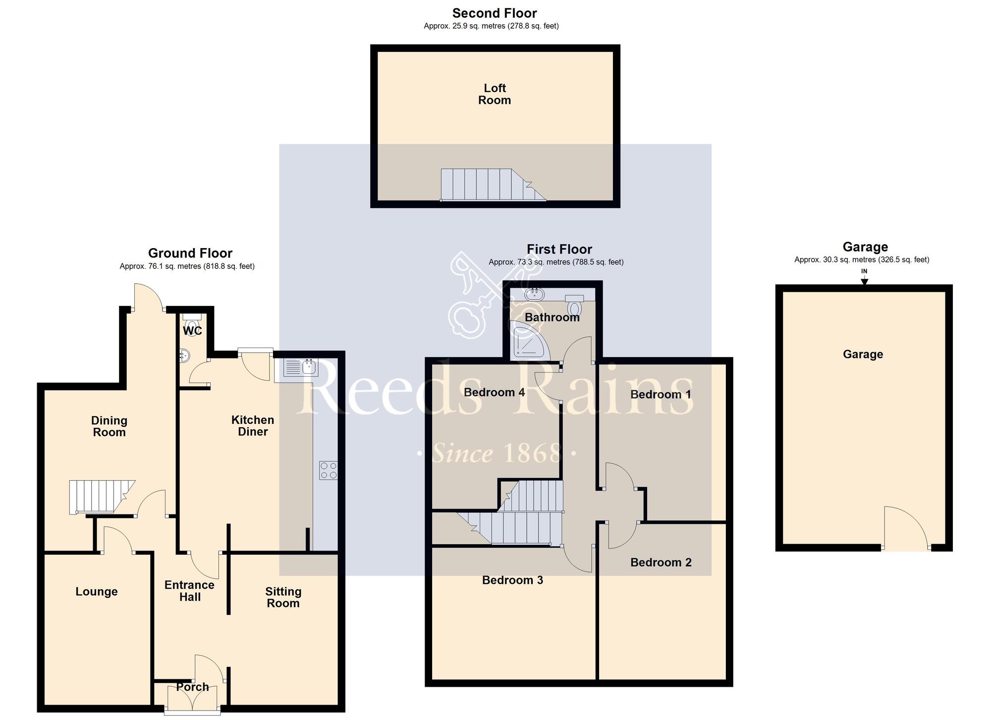 Floorplan of 4 bedroom Mid Terrace House for sale, Leicester Road, Bedworth, Warwickshire, CV12