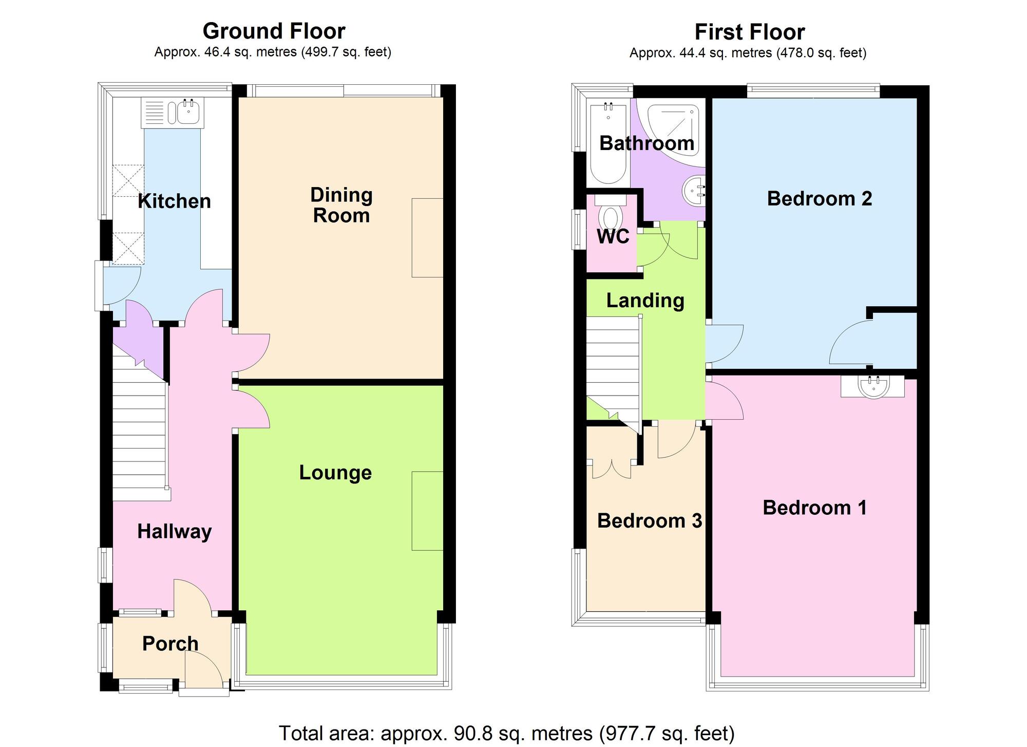 Floorplan of 3 bedroom Semi Detached House for sale, Nuneaton Road, Bulkington, Warwickshire, CV12