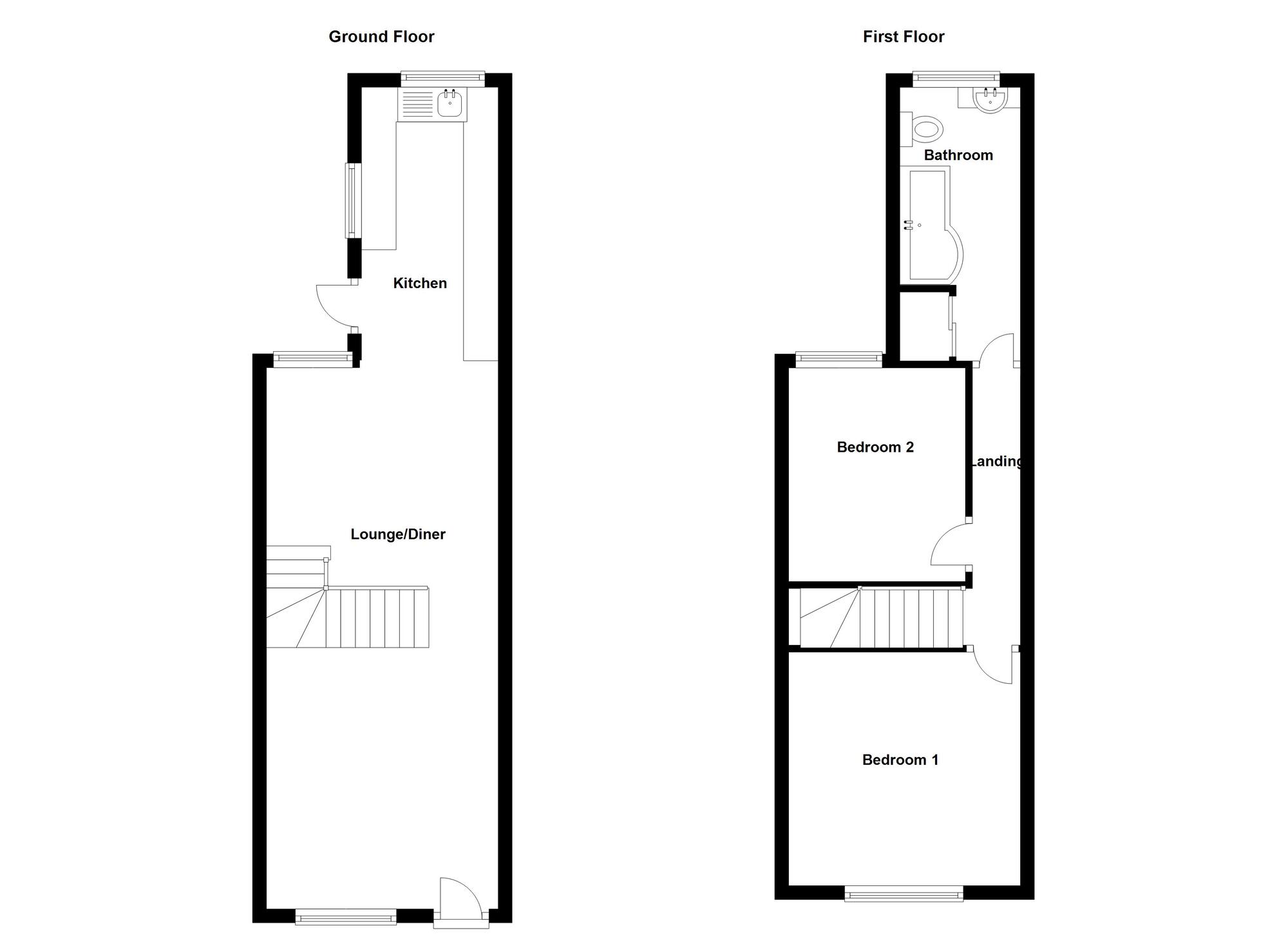 Floorplan of 2 bedroom Mid Terrace House for sale, Bulkington Road, Bedworth, Warwickshire, CV12