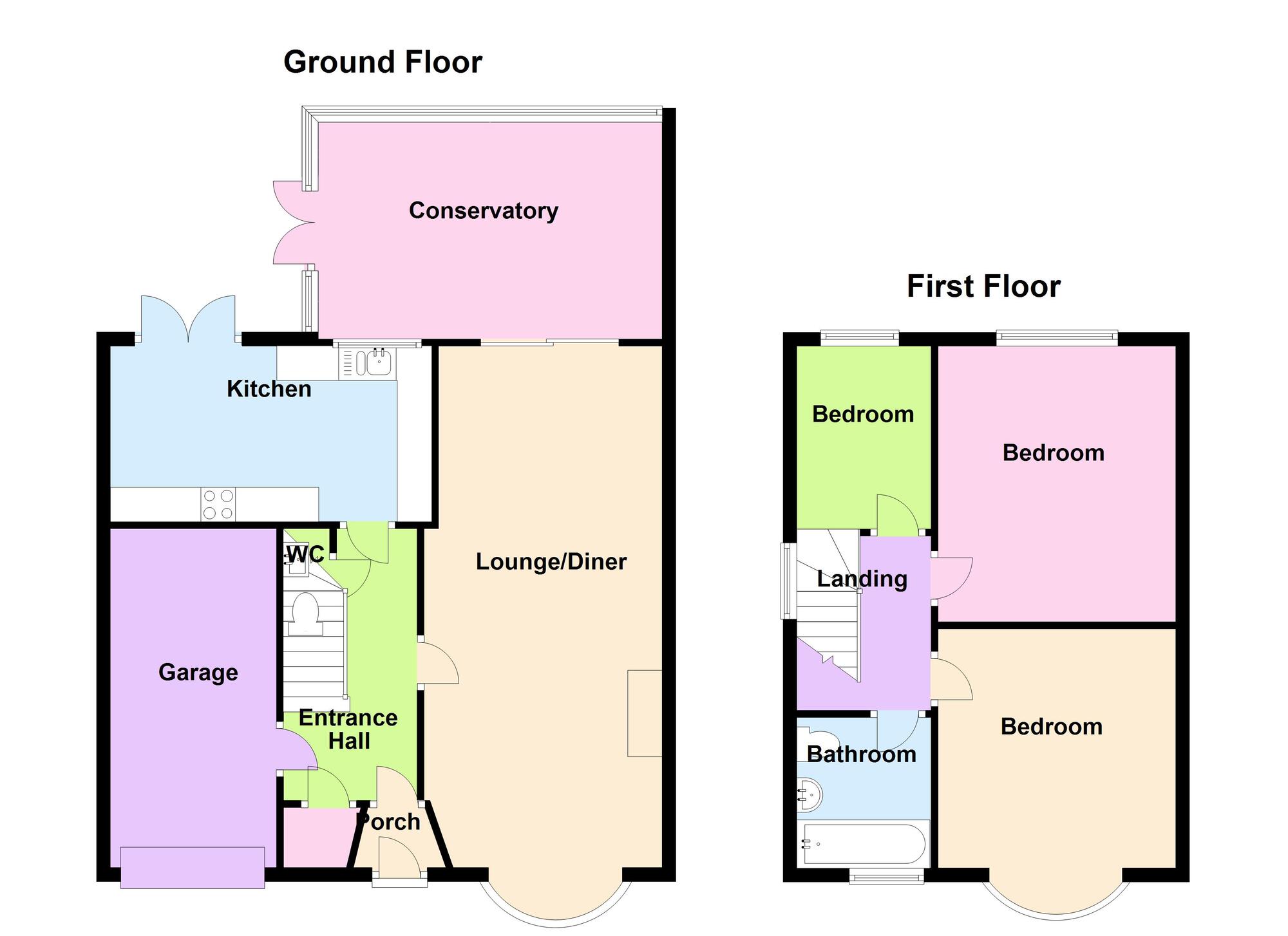 Floorplan of 3 bedroom Semi Detached House for sale, Hemsworth Drive, Bulkington, Warwickshire, CV12