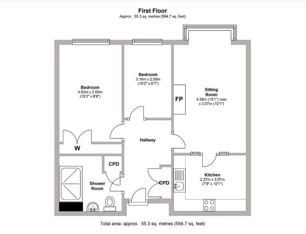 Floorplan of 2 bedroom  Flat for sale, Ashdene Gardens, Kenilworth, Warwickshire, CV8