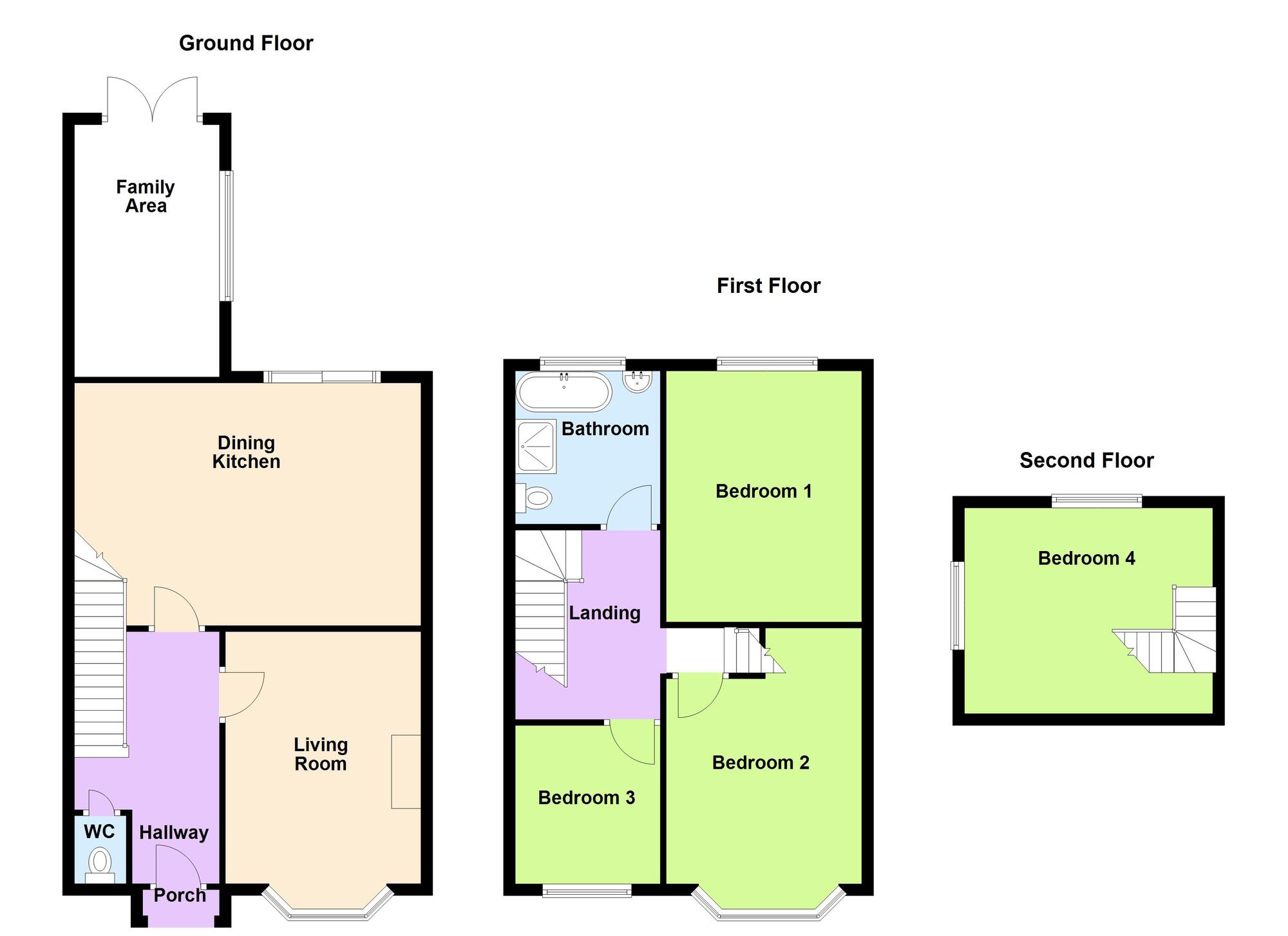 Floorplan of 4 bedroom Semi Detached House for sale, Leam Terrace, Leamington Spa, Warwickshire, CV31