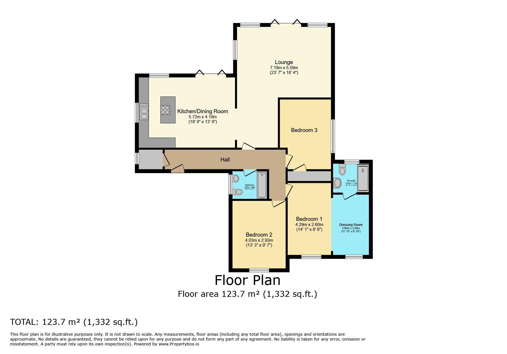 Floorplan of 3 bedroom Detached Bungalow for sale, Cardigan Road, Bedworth, Warwickshire, CV12