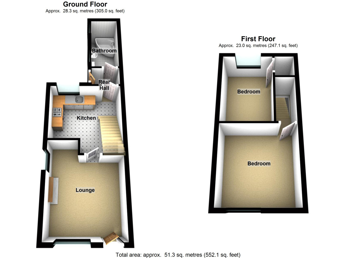 Floorplan of 2 bedroom Semi Detached House for sale, Bowling Green Lane, Bedworth, Warwickshire, CV12