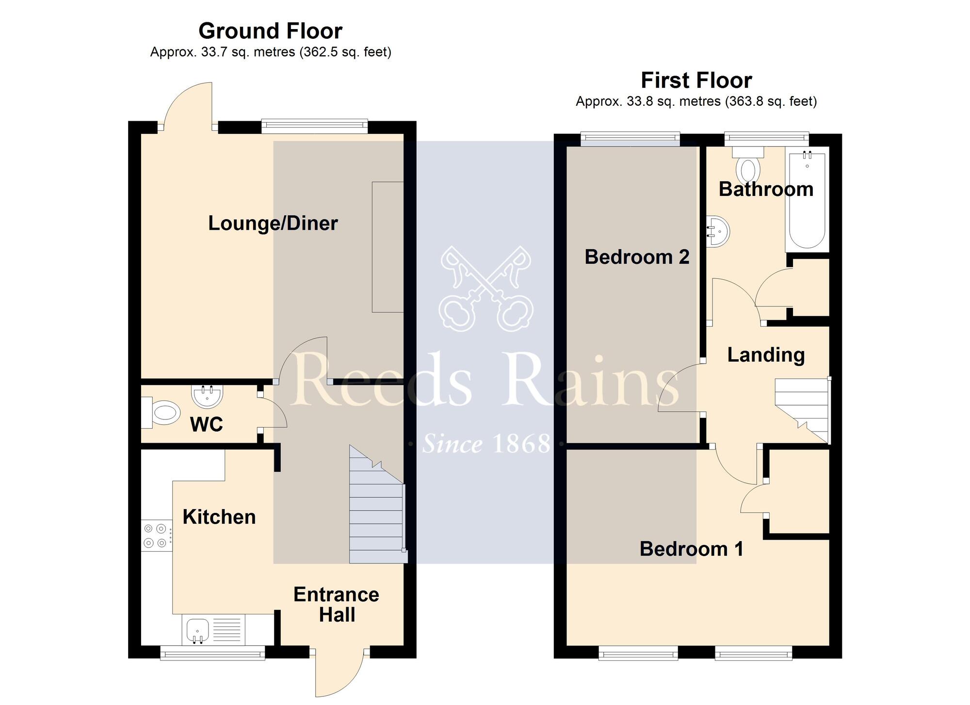 Floorplan of 2 bedroom Semi Detached House for sale, Harris Way, Kenilworth, Warwickshire, CV8