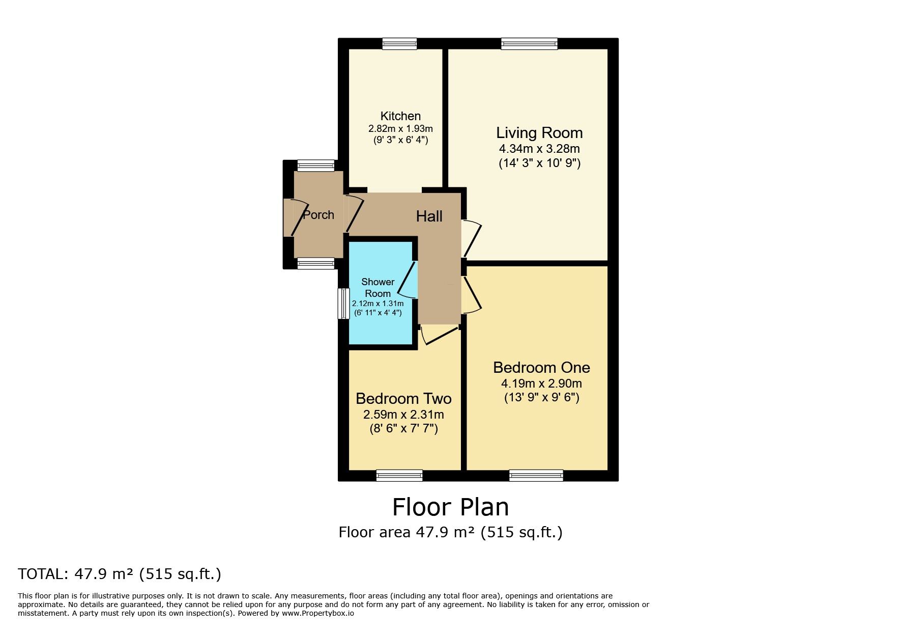 Floorplan of 2 bedroom Semi Detached Bungalow for sale, Chamberlaine Street, Bedworth, Warwickshire, CV12