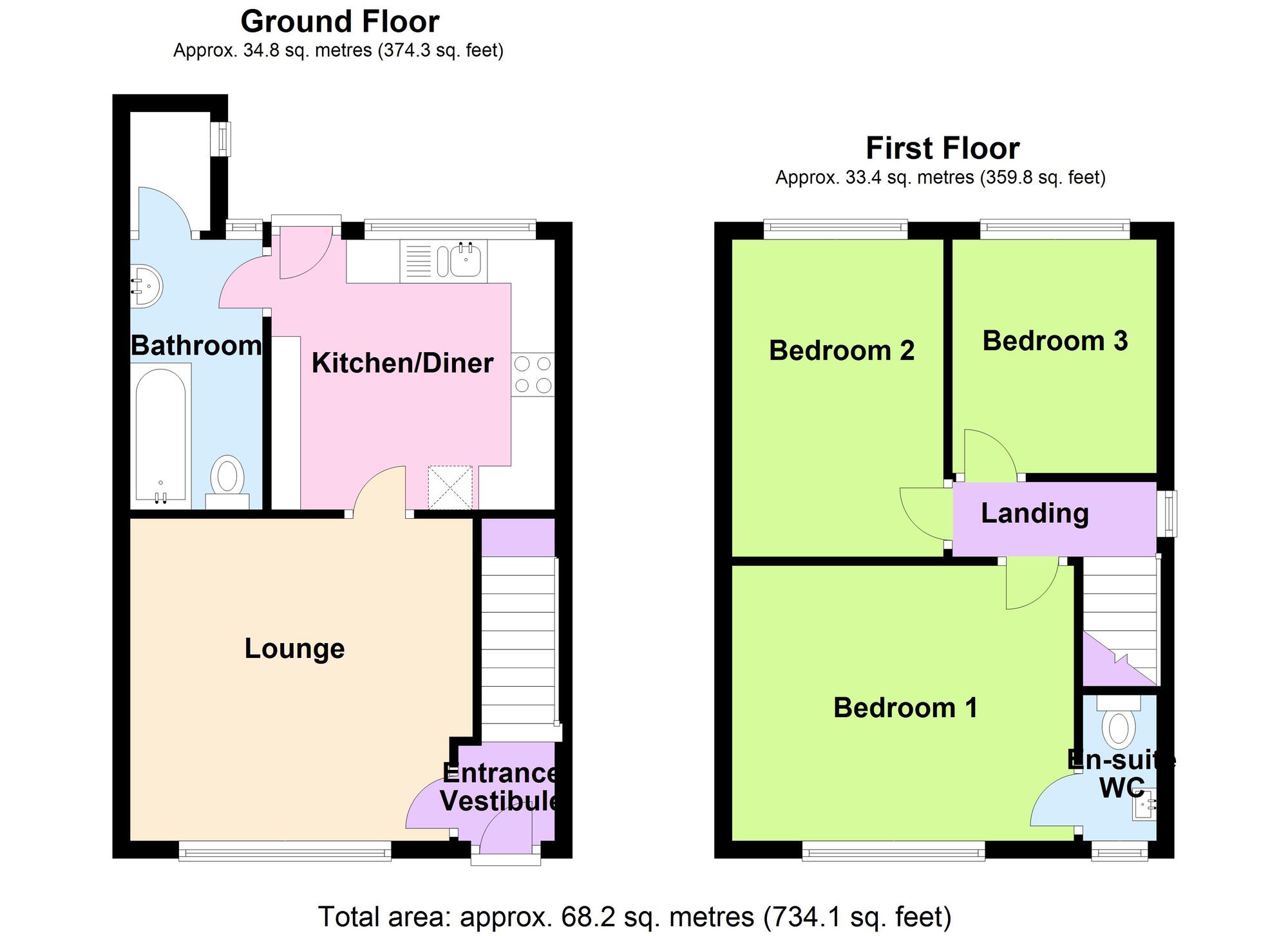 Floorplan of 3 bedroom End Terrace House for sale, Hill Street, Bedworth, Warwickshire, CV12