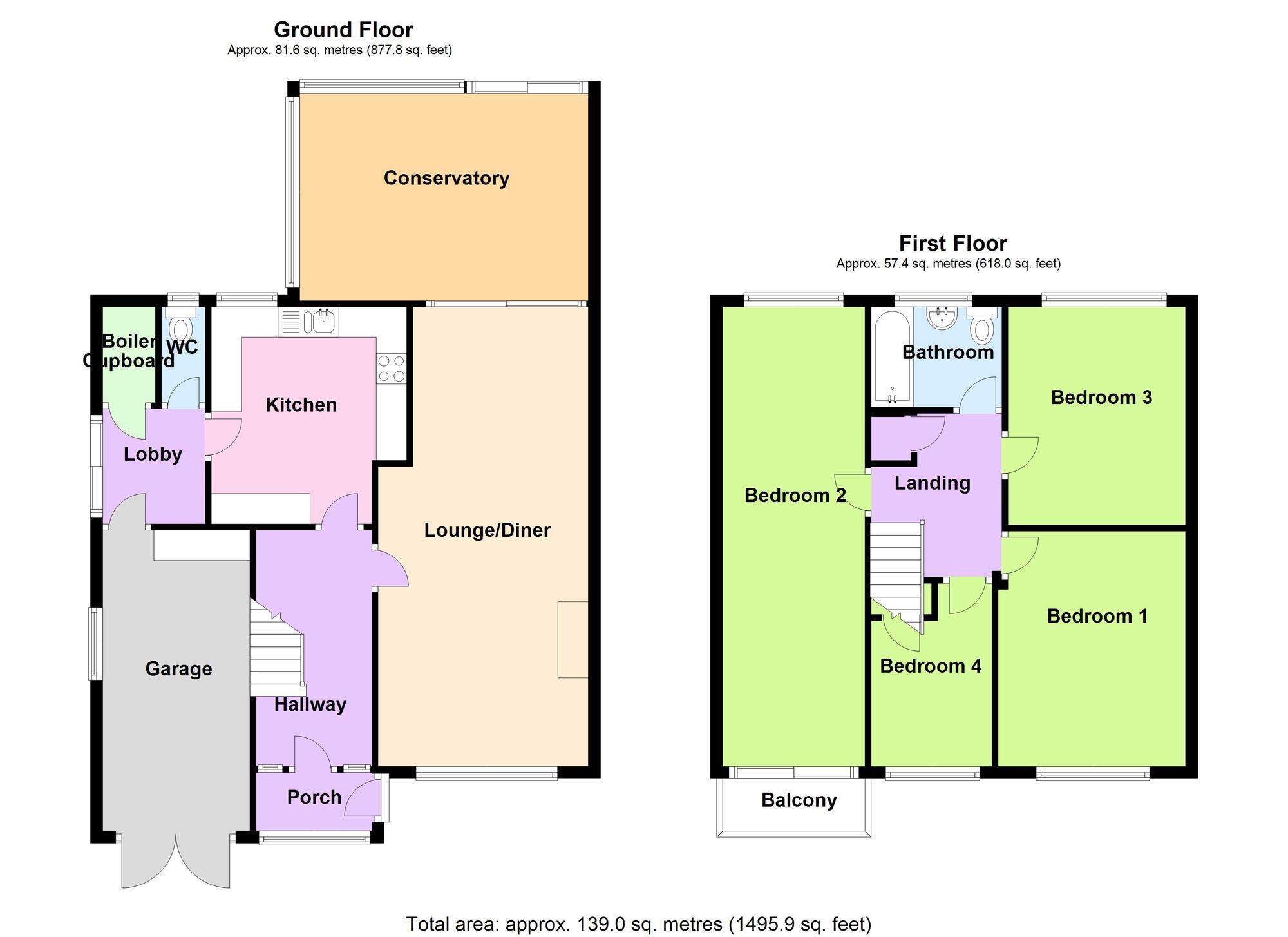 Floorplan of 4 bedroom Semi Detached House for sale, All Saints Road, Bedworth, Warwickshire, CV12