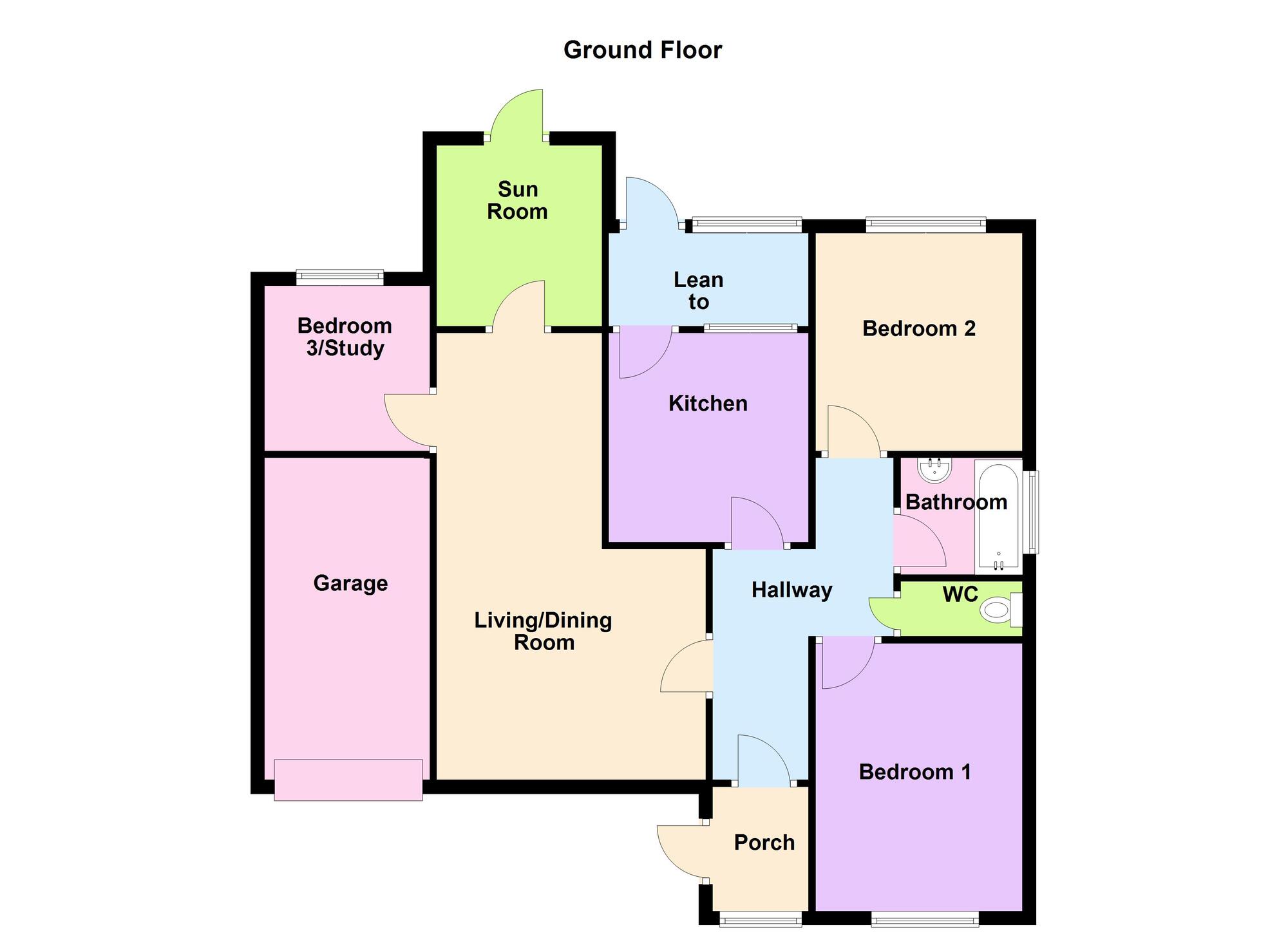 Floorplan of 3 bedroom Link Detached Bungalow for sale, Greville Road, Kenilworth, Warwickshire, CV8