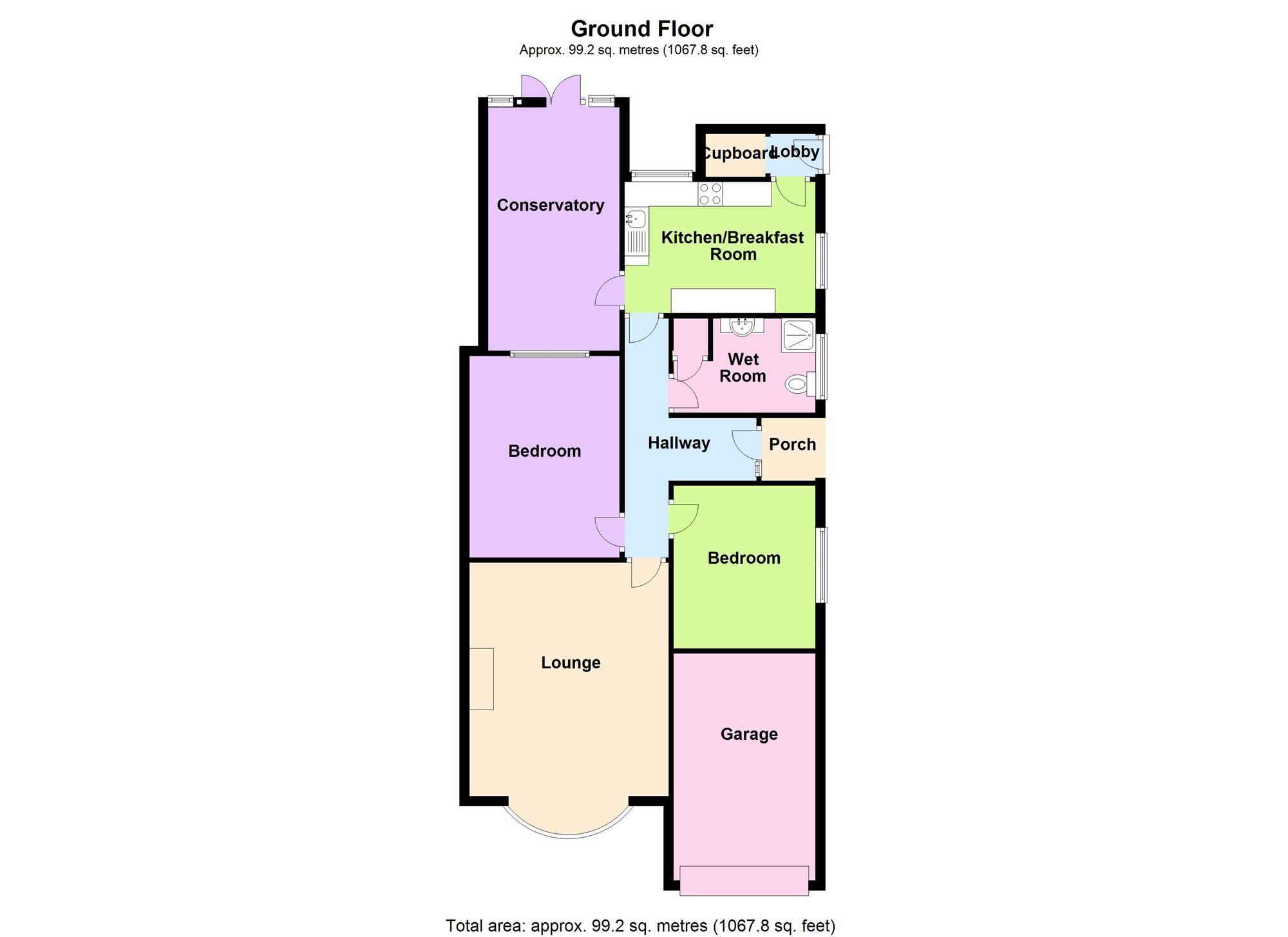 Floorplan of 2 bedroom Semi Detached Bungalow for sale, Goodyers End Lane, Bedworth, Warwickshire, CV12