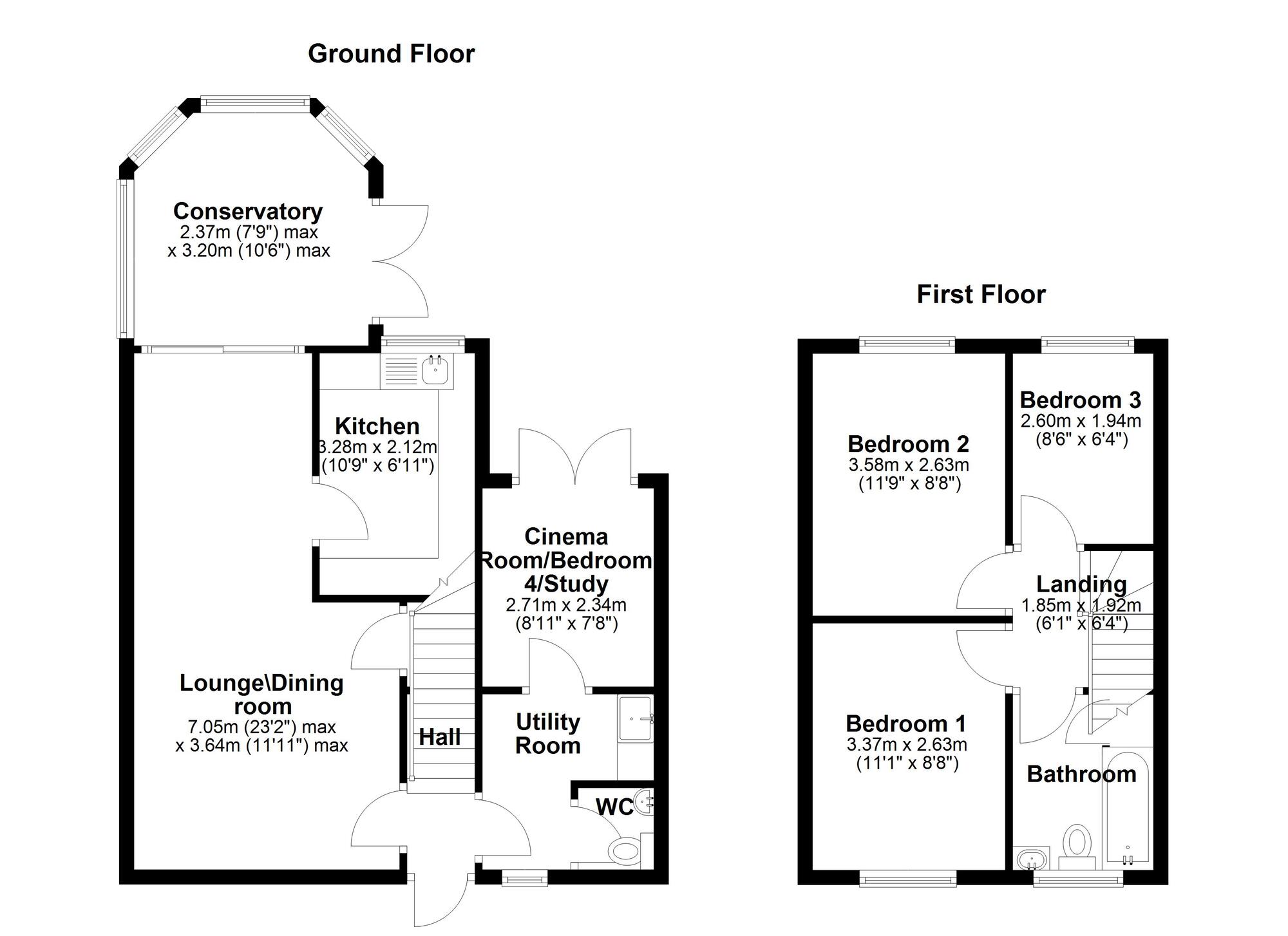 Floorplan of 4 bedroom Semi Detached House for sale, Aintree Close, Bedworth, Warwickshire, CV12