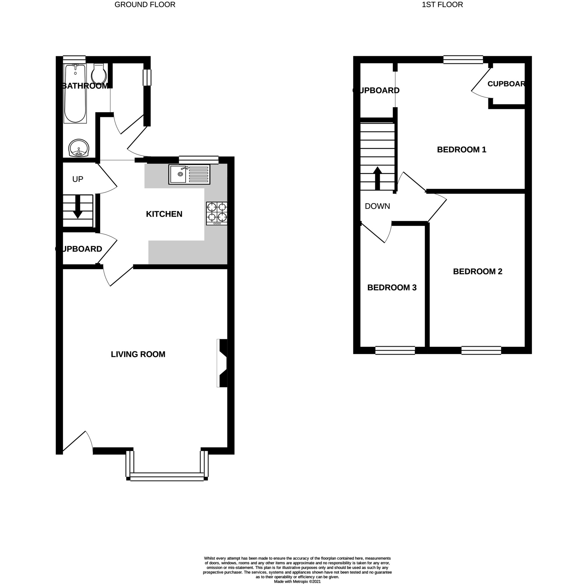 Floorplan of 3 bedroom Mid Terrace House for sale, Smorrall Lane, Bedworth, Warwickshire, CV12