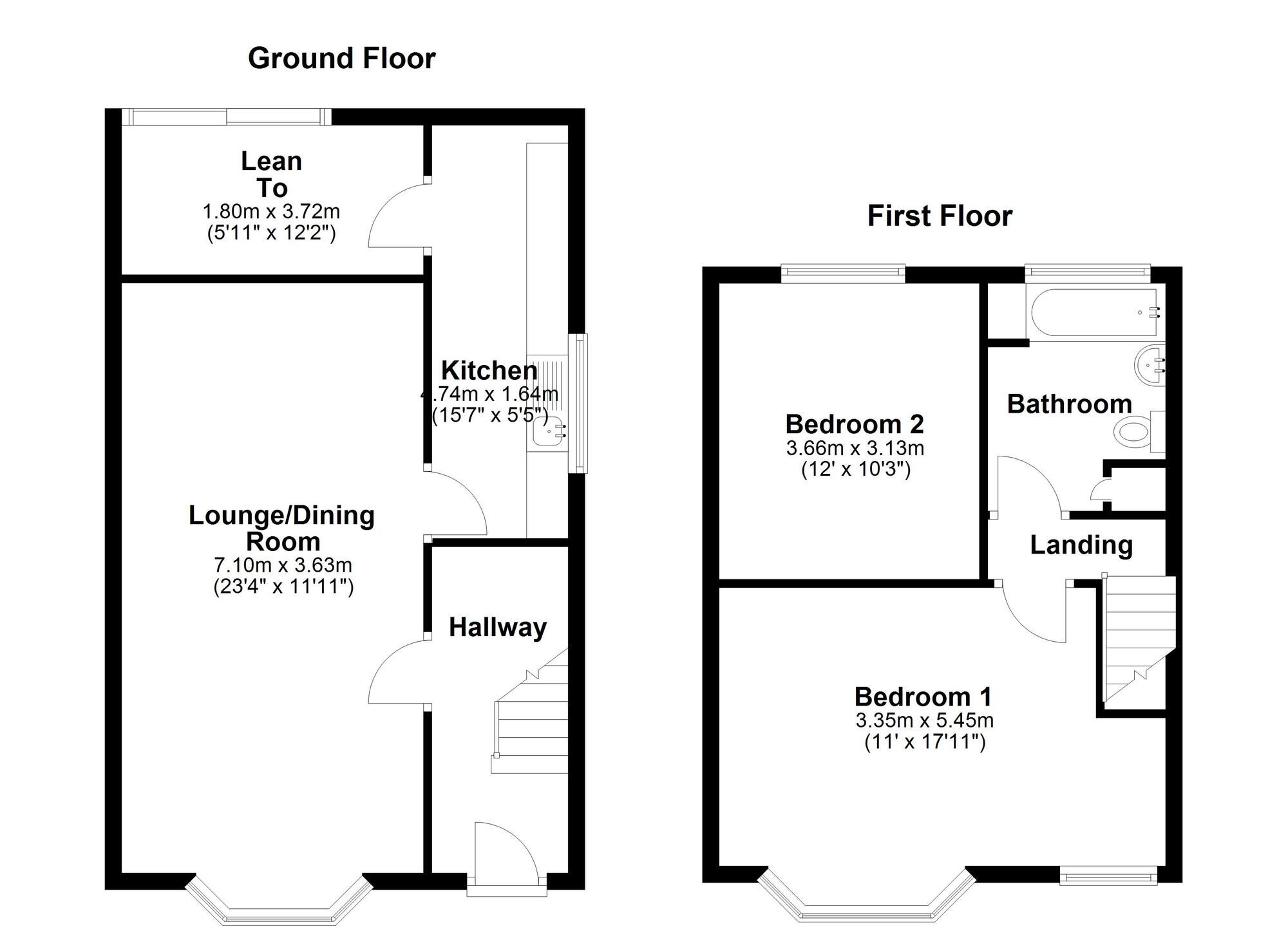 Floorplan of 2 bedroom Semi Detached House for sale, Coventry Road, Bulkington, Warwickshire, CV12